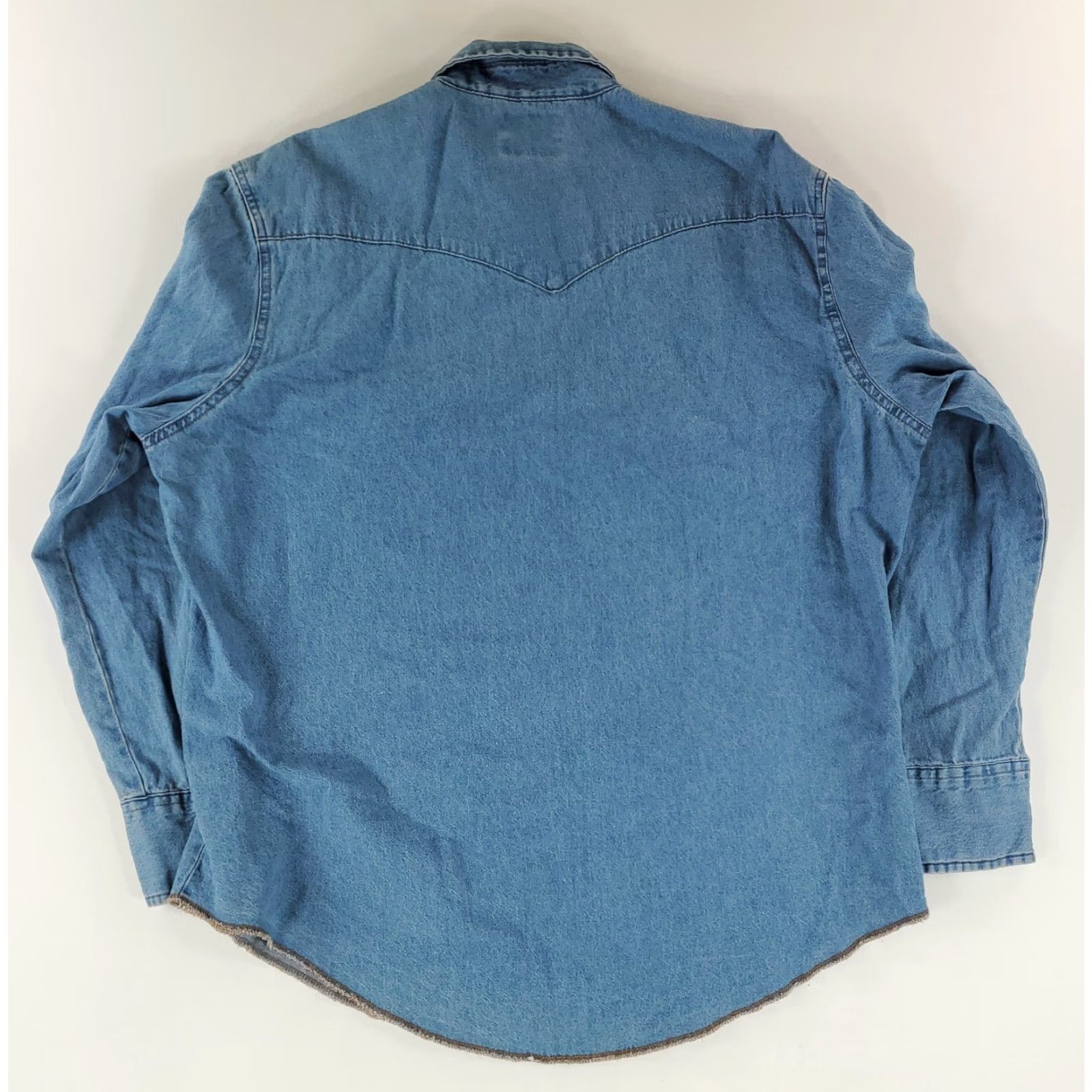 Wrangler Wrangler Shirt Denim Pearl Snap Blue Long Sleeve Mens XL Shirt Size US XL / EU 56 / 4 - 3 Thumbnail