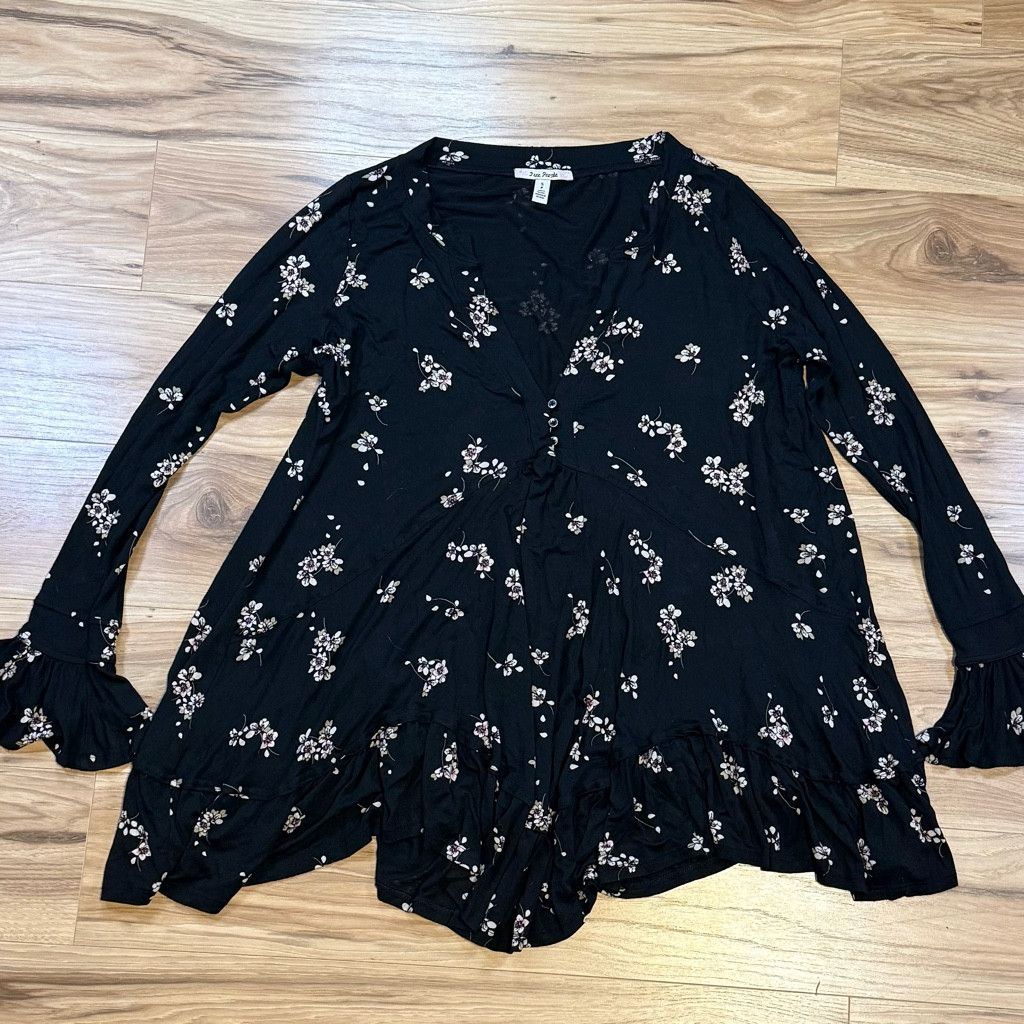 Free People Free People Women’s Floral Tunic Top SP Black Size S / US 4 / IT 40 - 1 Thumbnail