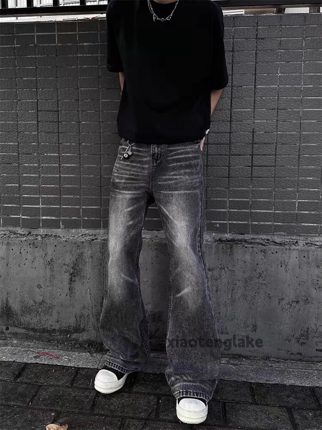 Jean Unisex washed retro faded cleanfit yuppie punk jeans Size US 34 / EU 50 - 3 Thumbnail