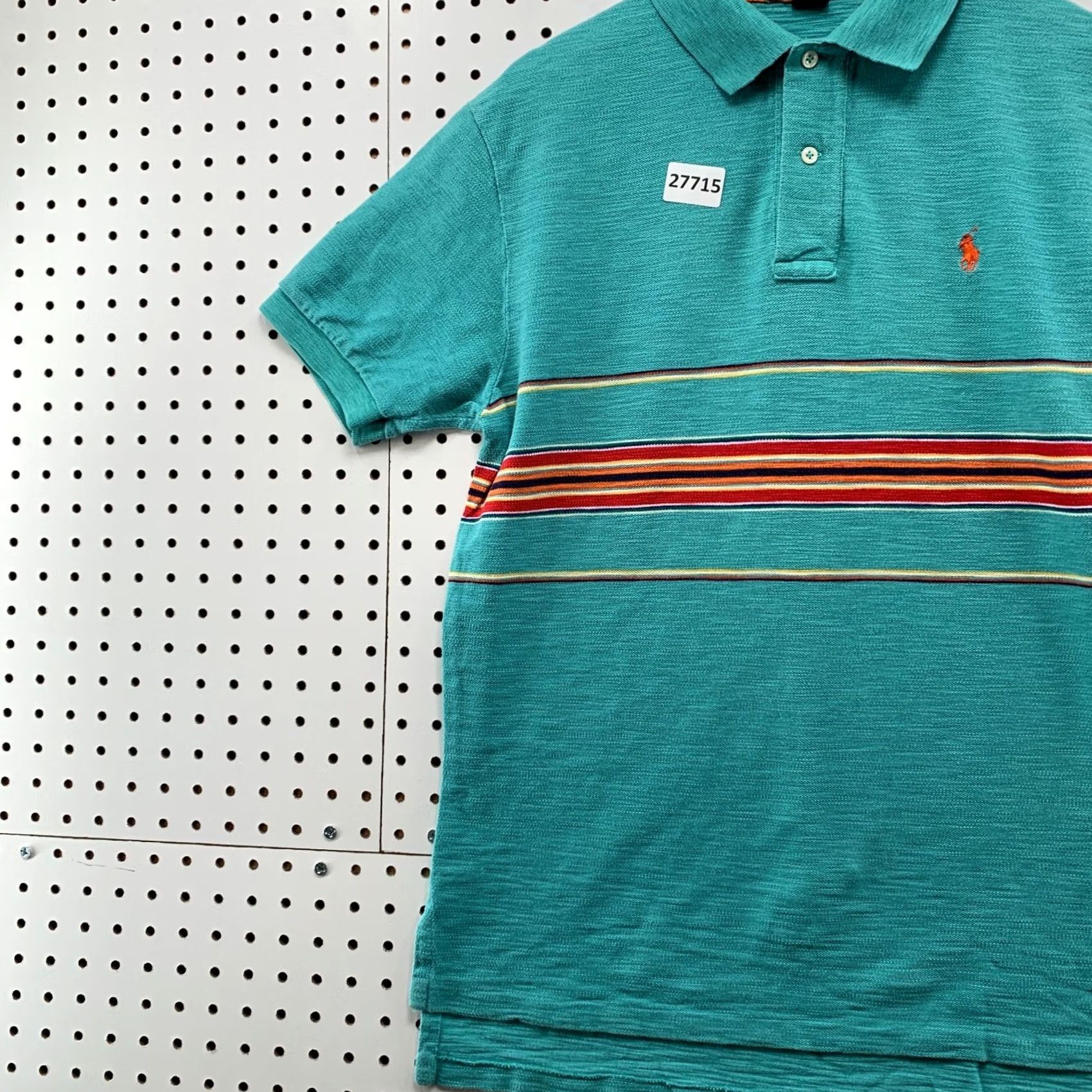 Polo Ralph Lauren VINTAGE Polo Ralph Lauren Shirt Mens Medium Green Orange Pony Stripe Size US M / EU 48-50 / 2 - 3 Thumbnail