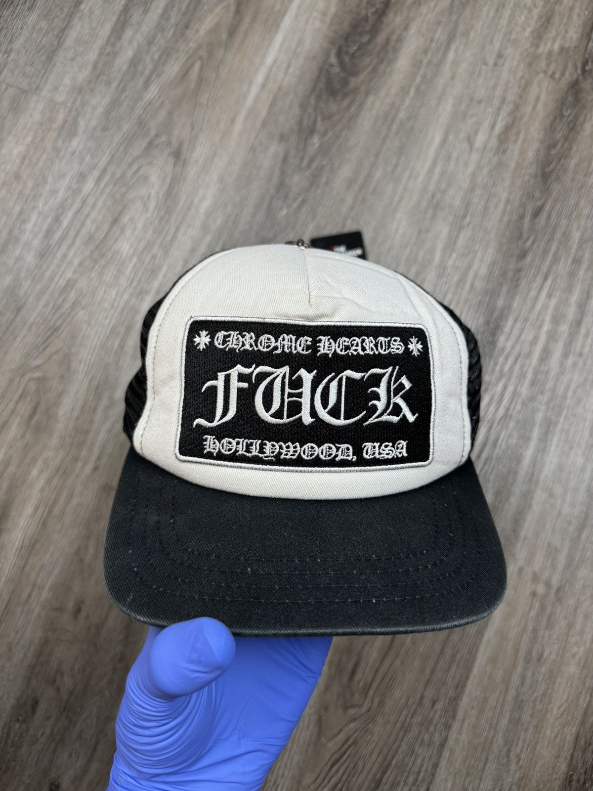 Chrome Hearts Chrome Hearts F*CK Hollywood Trucker Hat Black/White Size ONE SIZE - 3 Thumbnail