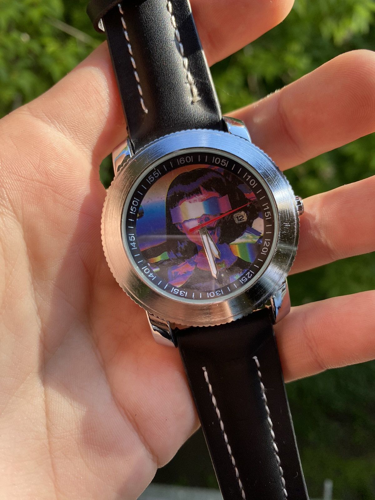 Japanese Brand × Jewelry × Vintage Art Watch Custom Portrait Dial Black Strap Size ONE SIZE - 7 Thumbnail