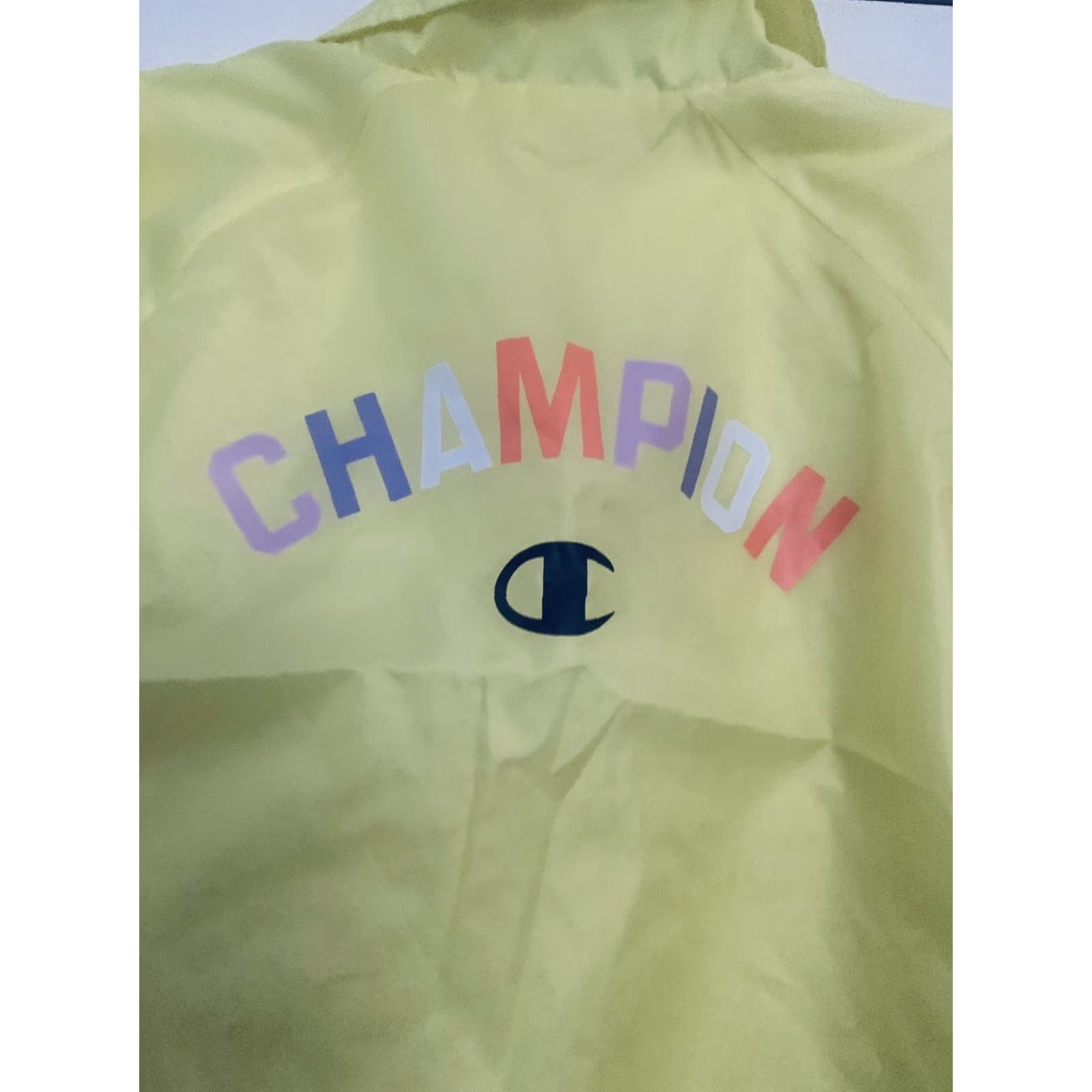 Champion Champion Womens Jacket Long Sleeve Crop Logo Sleeve Size: S Yellow Windbreaker Regular Size S / US 4 / IT 40 - 6 Thumbnail