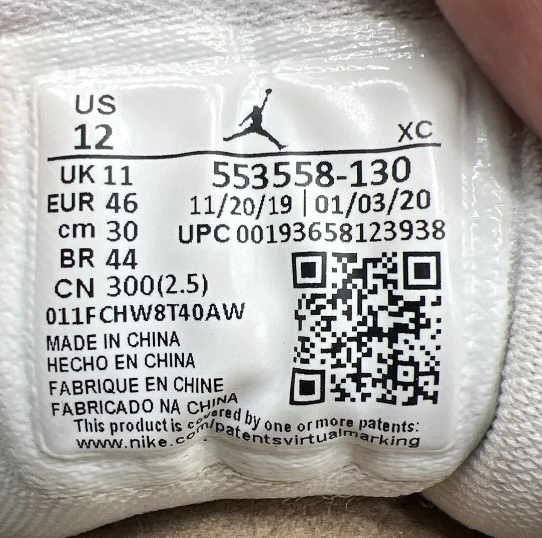 Jordan Brand × Nike Nike Air Jordan 1 Low Triple White 12 Leather 553558-130 Size US 12 / EU 45 - 15 Thumbnail