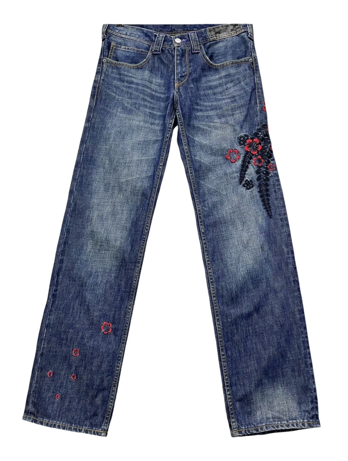 Takeo Kikuchi 🔥90’s TAKEO KIKUCHI Art Embroidery Flower Karakuri Tamashi Size US 29 - 6 Thumbnail