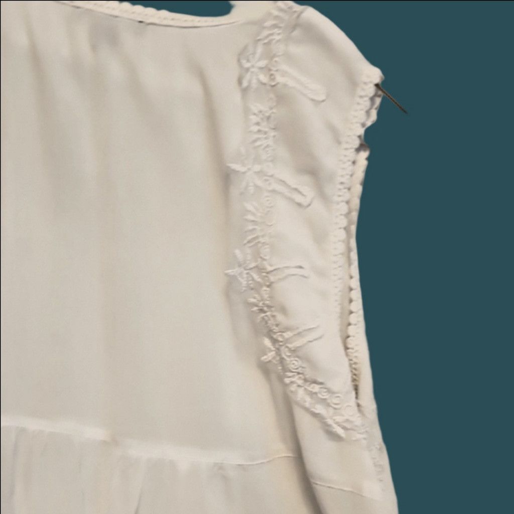 NO ID Roaman's Elegant White Embroidered Tank Top Size 4XL / US 24-26 - 5 Thumbnail
