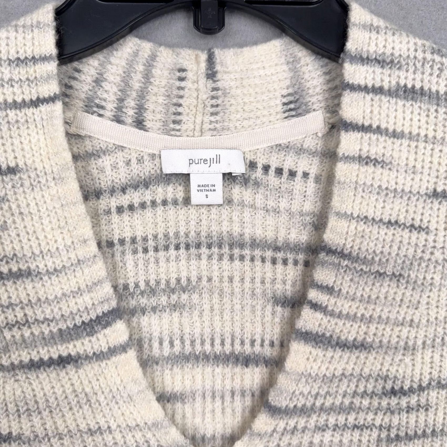 J. Jill Pure Jill Sweater Womens Small White Gray Space Dye V Neck Tunic Pullover Comfy Size S / US 4 / IT 40 - 4 Thumbnail