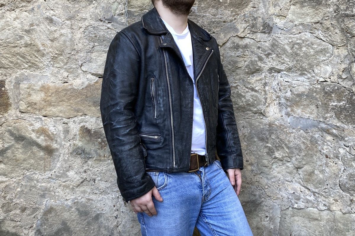 Vintage Vintage 80s Distressed Punk Lightning Leather Biker Jacket Size US L / EU 52-54 / 3 - 2 Thumbnail