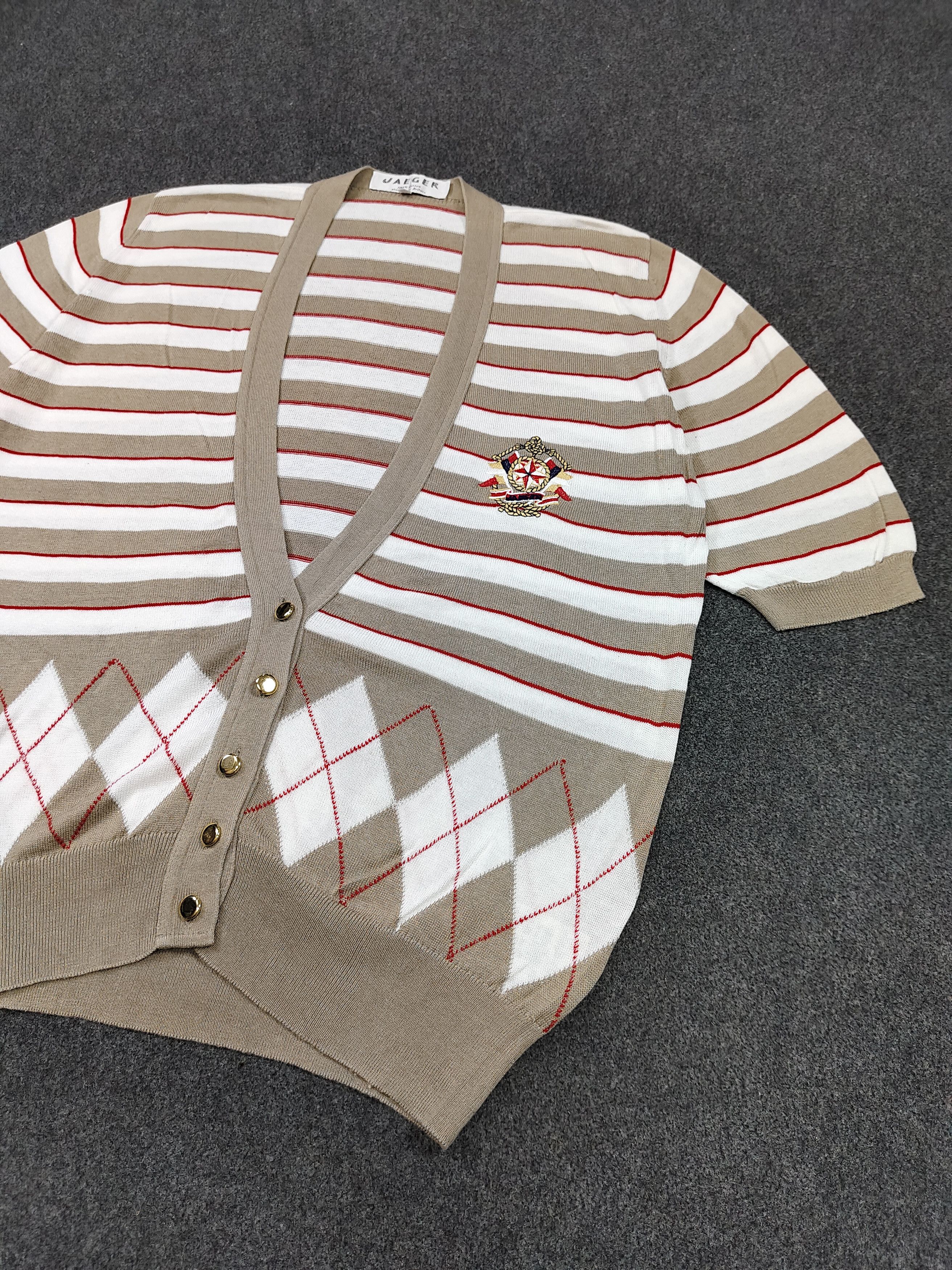 Jaeger 💥 Vtg Jaeger 💥 Striped Knit Short Cardigan Size L / US 10 / IT 46 - 7 Thumbnail