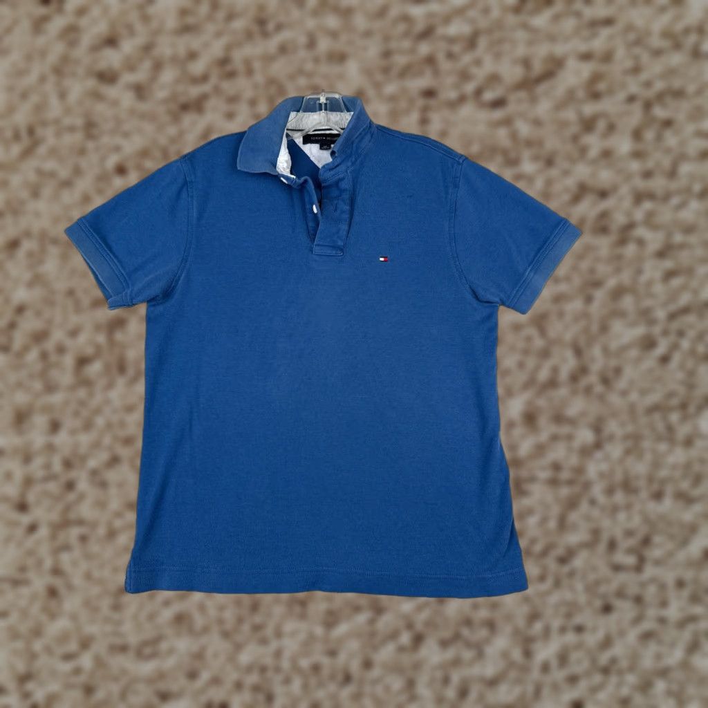 Tommy Hilfiger VINTAGE Tommy Hilfiger Polo Shirt Men Small Petite Blue 100% Cotton Jersey Slim Fit Adult Small Blue Polo Mens Size US S / EU 44-46 / 1 - 1 Thumbnail