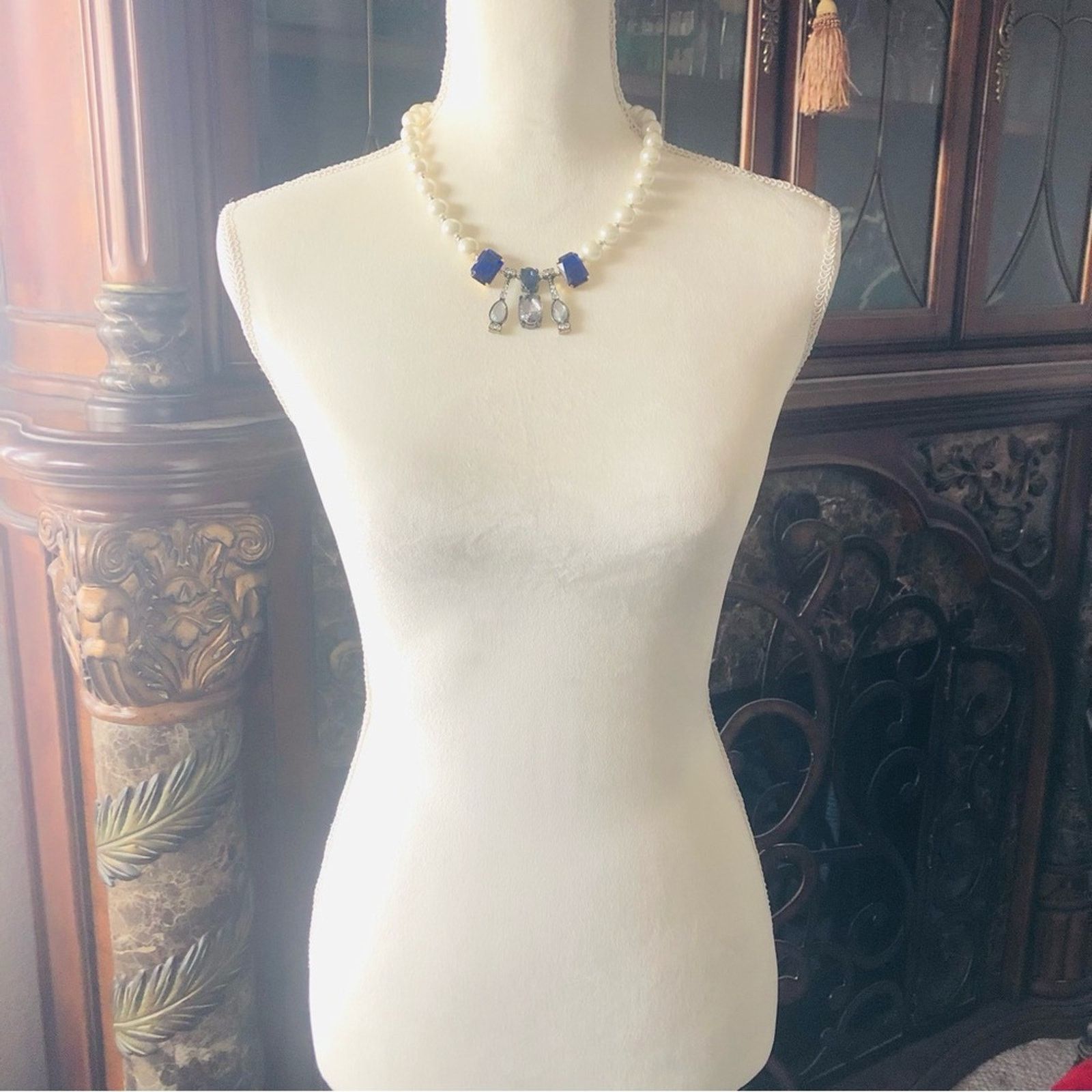Handmade Handcrafted classy elegant white glass Pearl necklace Size ONE SIZE - 6 Thumbnail