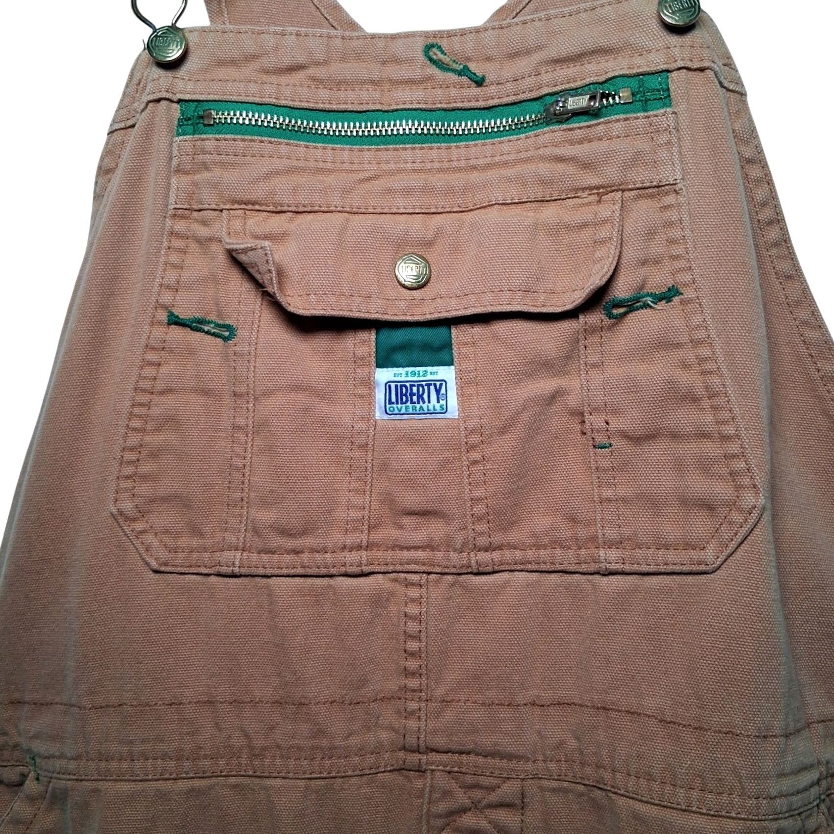 Vintage Liberty Overalls Men 42x28 Brown Canvas Carpenter Work Pants Bib Overalls Workwear Bibs Men Regular 42in Waist 28in Inseam Brown Canvas Size US 42 / EU 58 - 7 Thumbnail