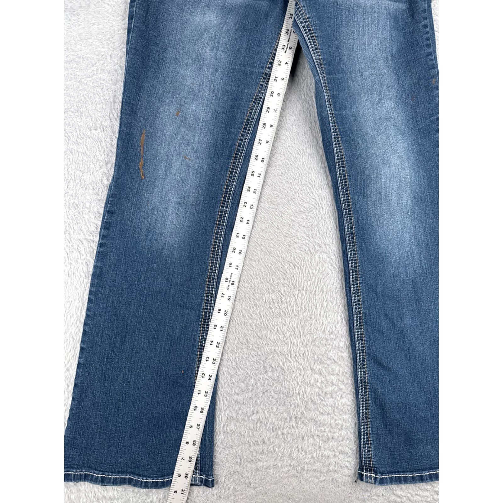 Vintage Myth Of Jade Jeans Women 12 Blue Denim Bootcut Low Rise Cotton Blend 32x31 Maurices Jeans Womens Pants 5-Pocket Design Zipper Distressed Medium Wash Size 34" / US 12 / IT 48 - 7 Thumbnail