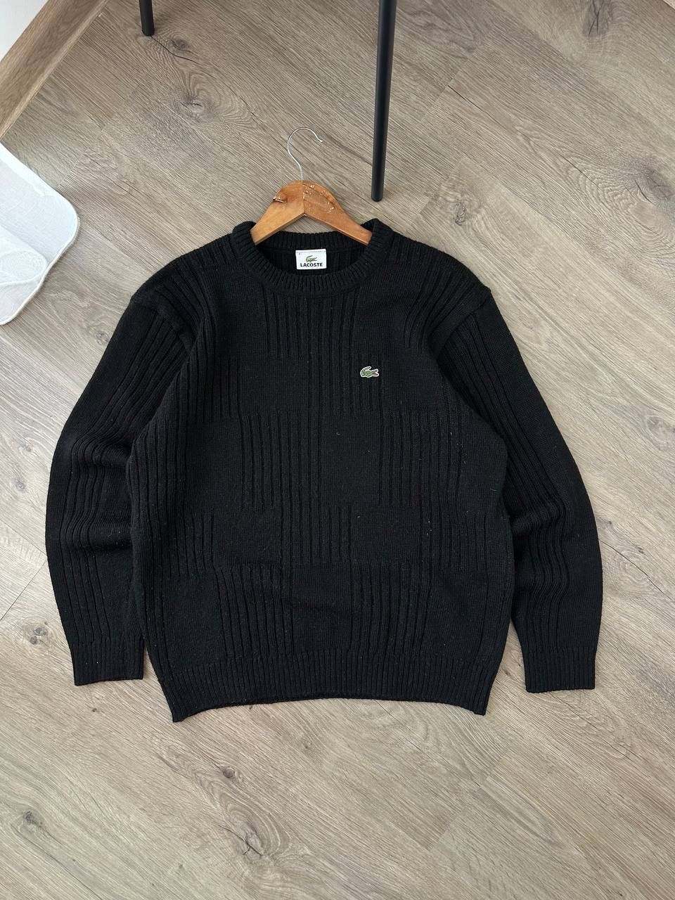 Lacoste × Vintage Vintage Lacoste Wool Black Ribbed Sweater Size US L / EU 52-54 / 3 - 6 Thumbnail