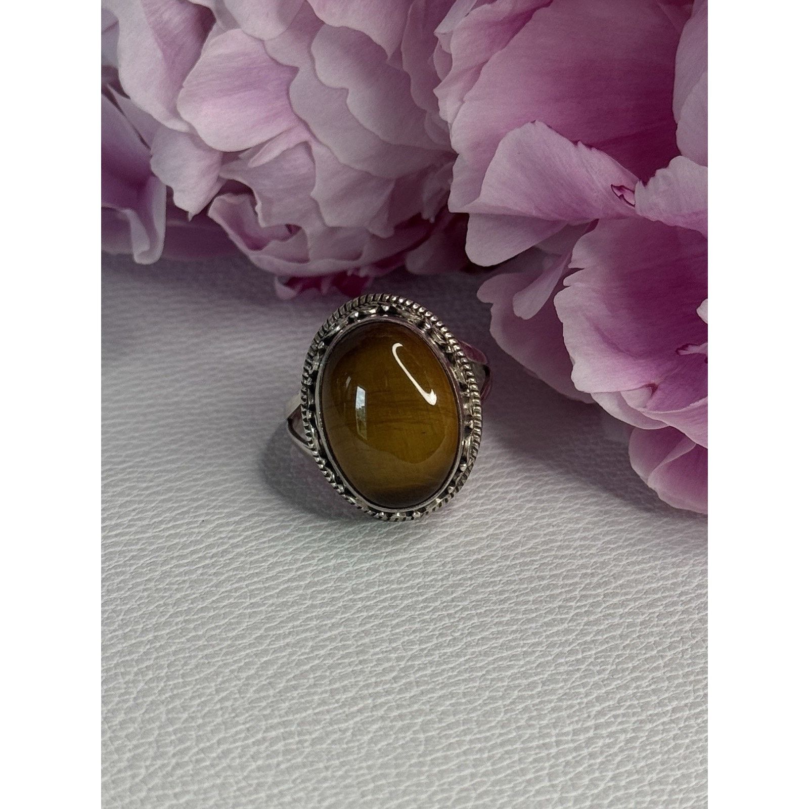Jewelry VINTAGE 925 STERLING SILVER TIGER EYE RING SIZE 9 Size ONE SIZE - 2 Thumbnail