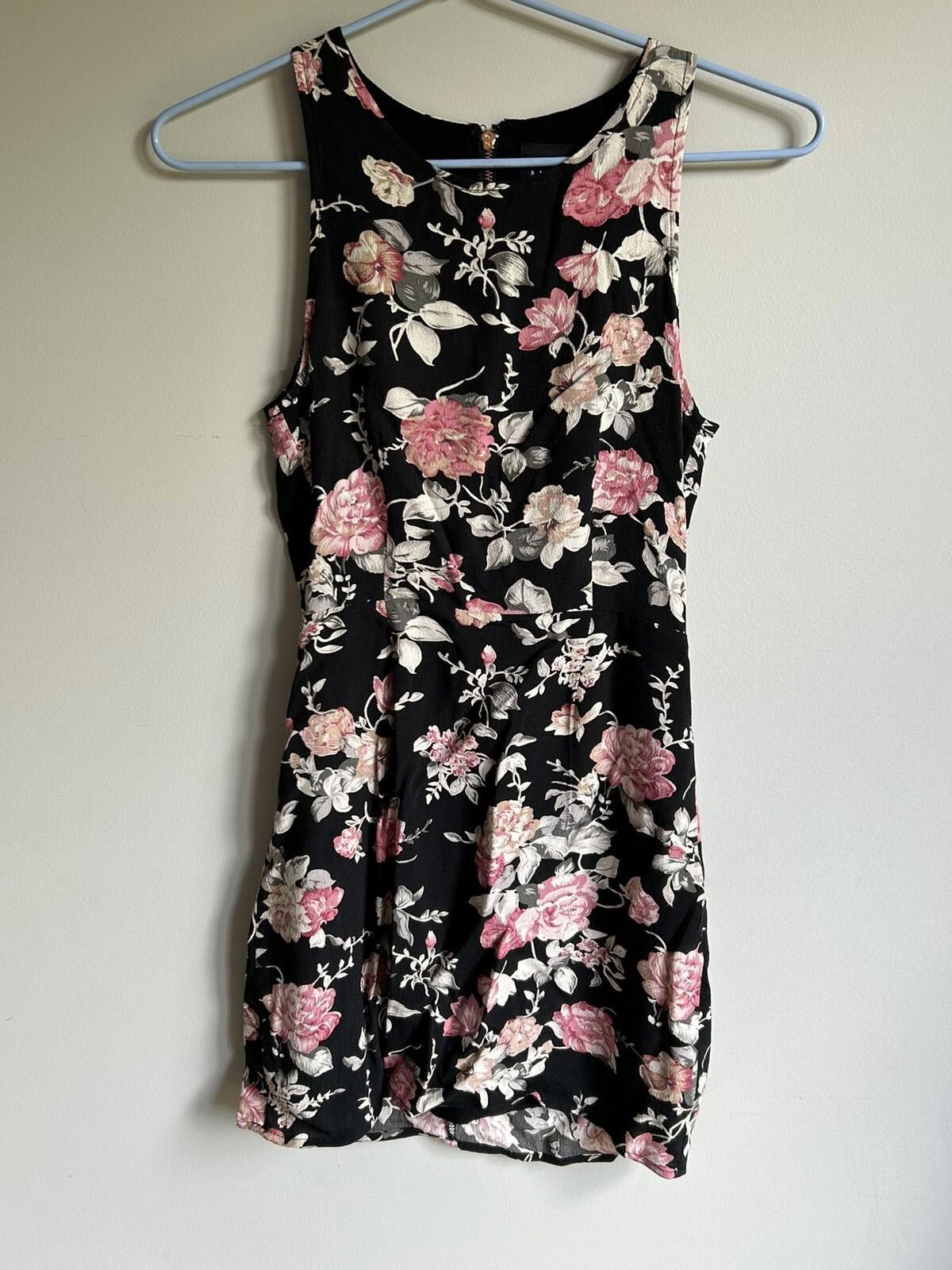 MINKPINK Mink Pink Dress Black Pink floral cotton lined Size Xs (001) Size XS / US 0-2 / IT 36-38 - 6 Thumbnail
