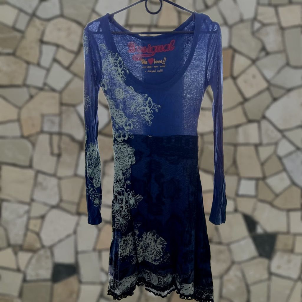 Desigual Desigual Dress XS Womens A-Line Knee Length Blue/Black VINTAGE? Size XS / US 0-2 / IT 36-38 - 1 Thumbnail
