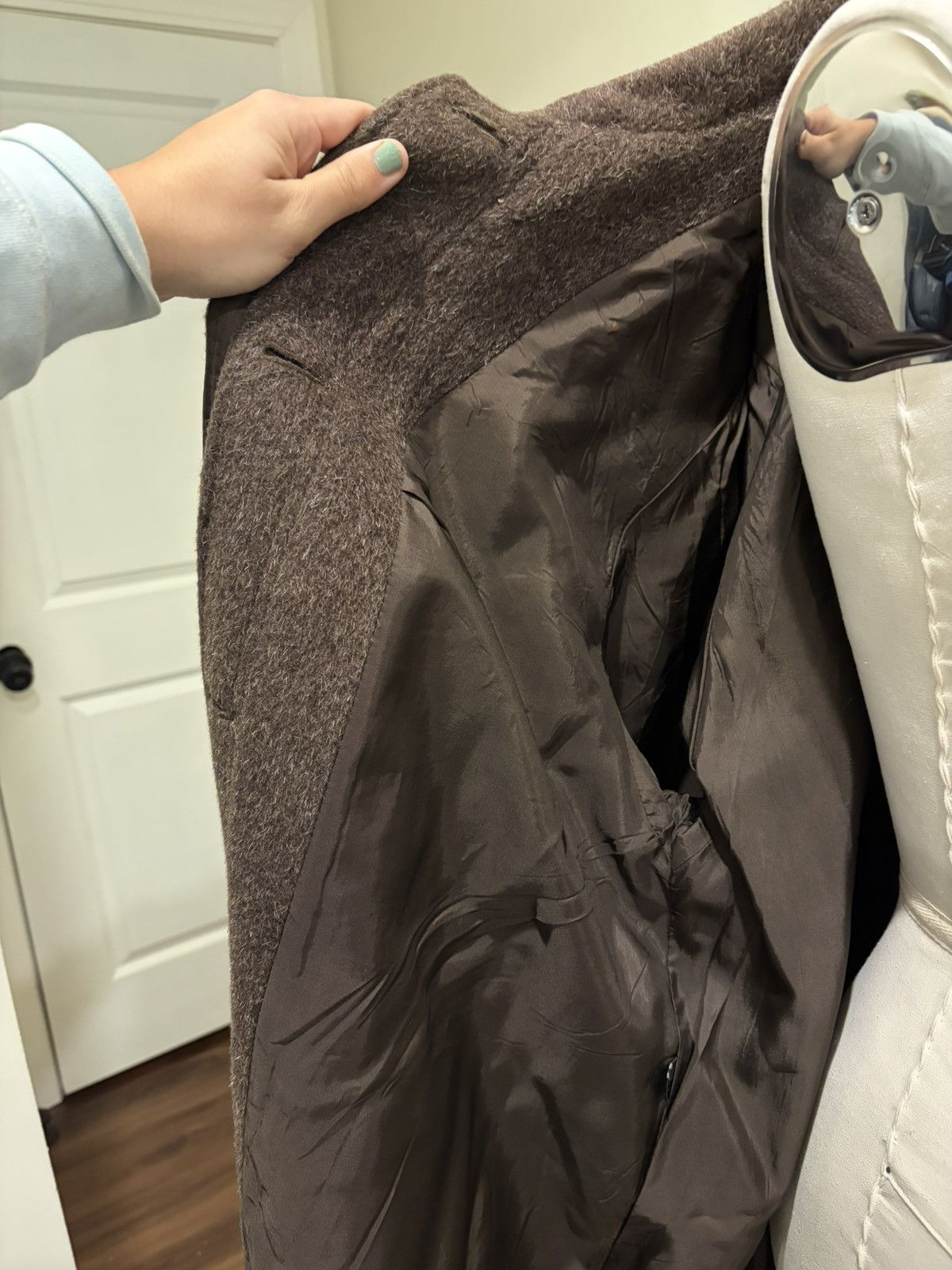 Vintage Llama wool brown coat with tortoise shell buttons Size M / US 6-8 / IT 42-44 - 10 Thumbnail