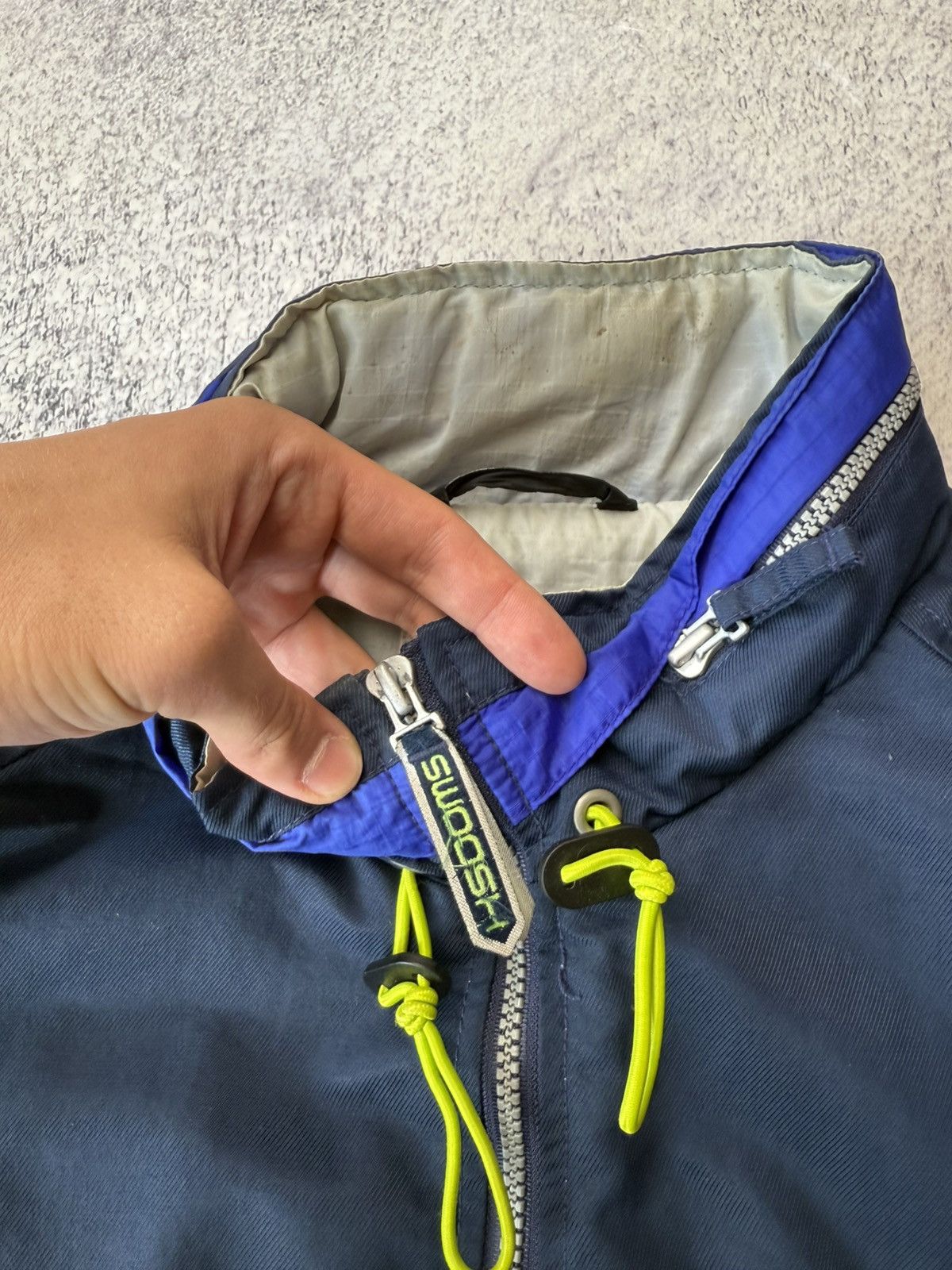 Nike Nike Vintage 90s Big SWOOSH Logos Navy/Blue Nylon Jacket Size US L / EU 52-54 / 3 - 10 Thumbnail