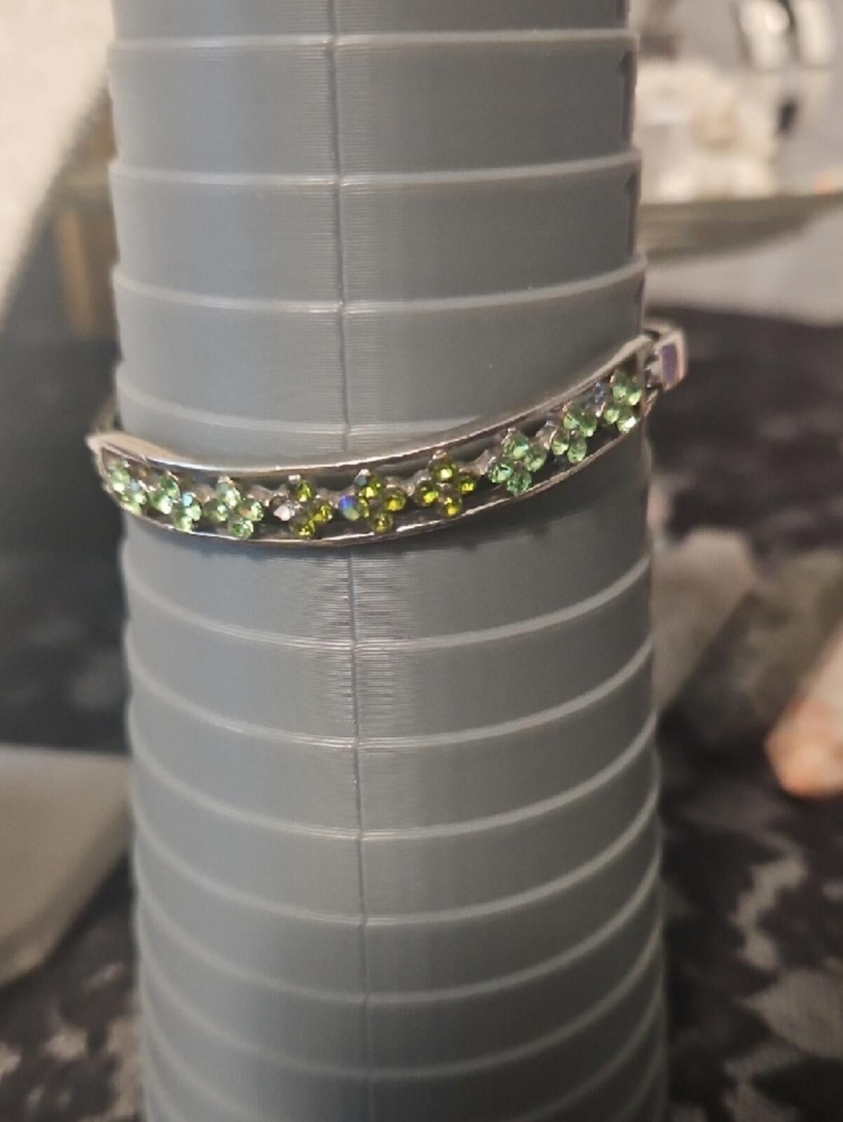 Other Silver Bangle with Green Gem Accents Size ONE SIZE - 4 Thumbnail