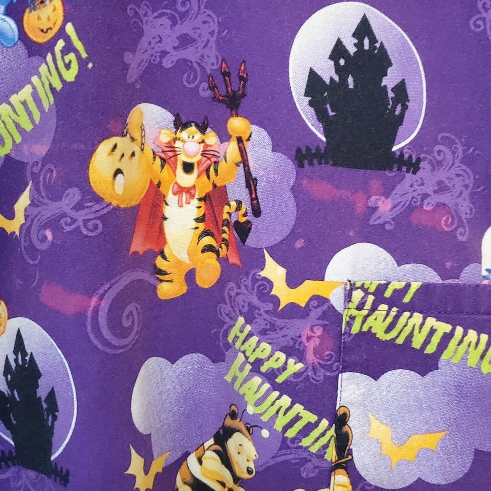 Disney Disney Winnie the Pooh Halloween Scrubs Top - Purple, V-Neck Size L / US 10 / IT 46 - 4 Thumbnail