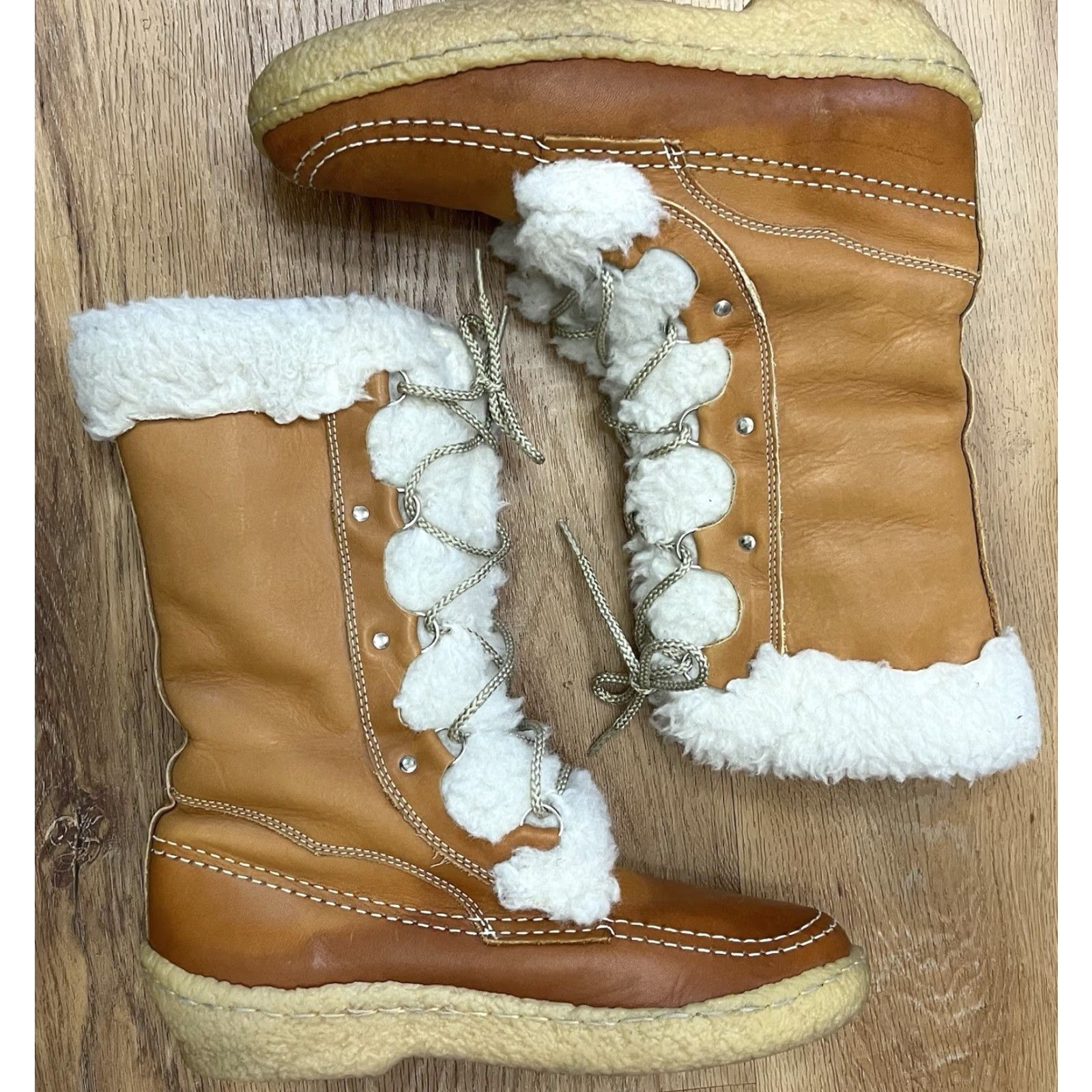 Vintage VINTAGE Cabela's Boots Leather Shearling Moccasin Snow Winter Brown Women's Size 9 Pair Lined Canada Size US 9 / IT 39 - 3 Thumbnail