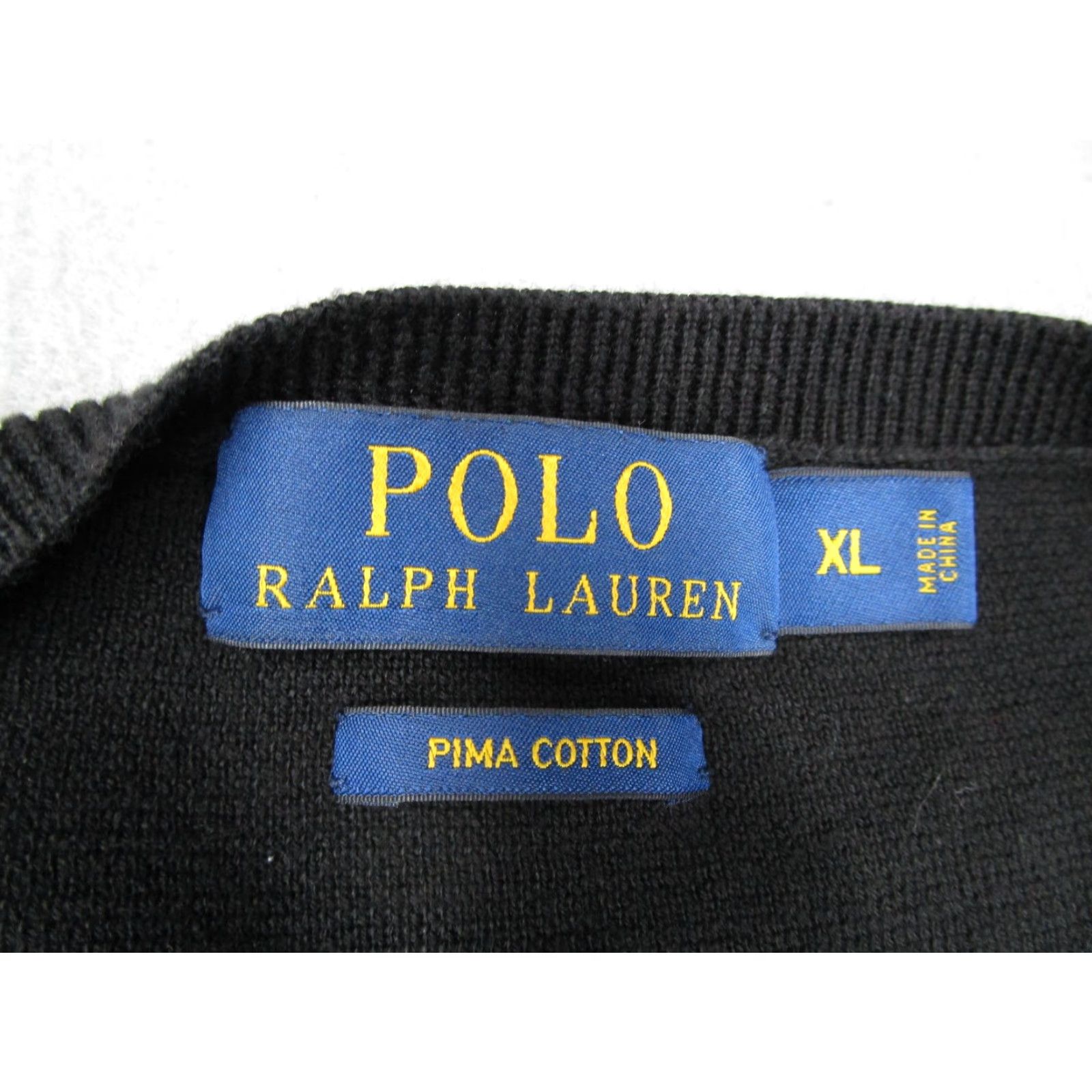 Polo Ralph Lauren Polo Ralph Lauren Sweater Mens XL Black Pima Cotton V Neck Pullover Pony Logo Shirt Size US XL / EU 56 / 4 - 2 Thumbnail