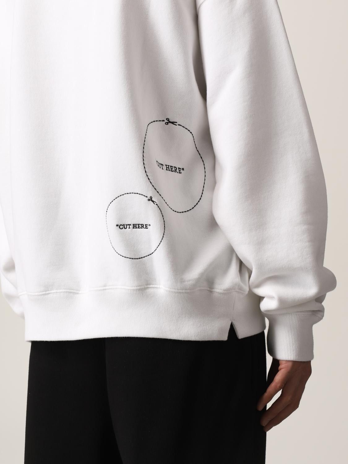 Off-White White Embroidered Cut Here Logo Oversized Skate Hoodie Size XS / US 0-2 / IT 36-38 - 5 Thumbnail