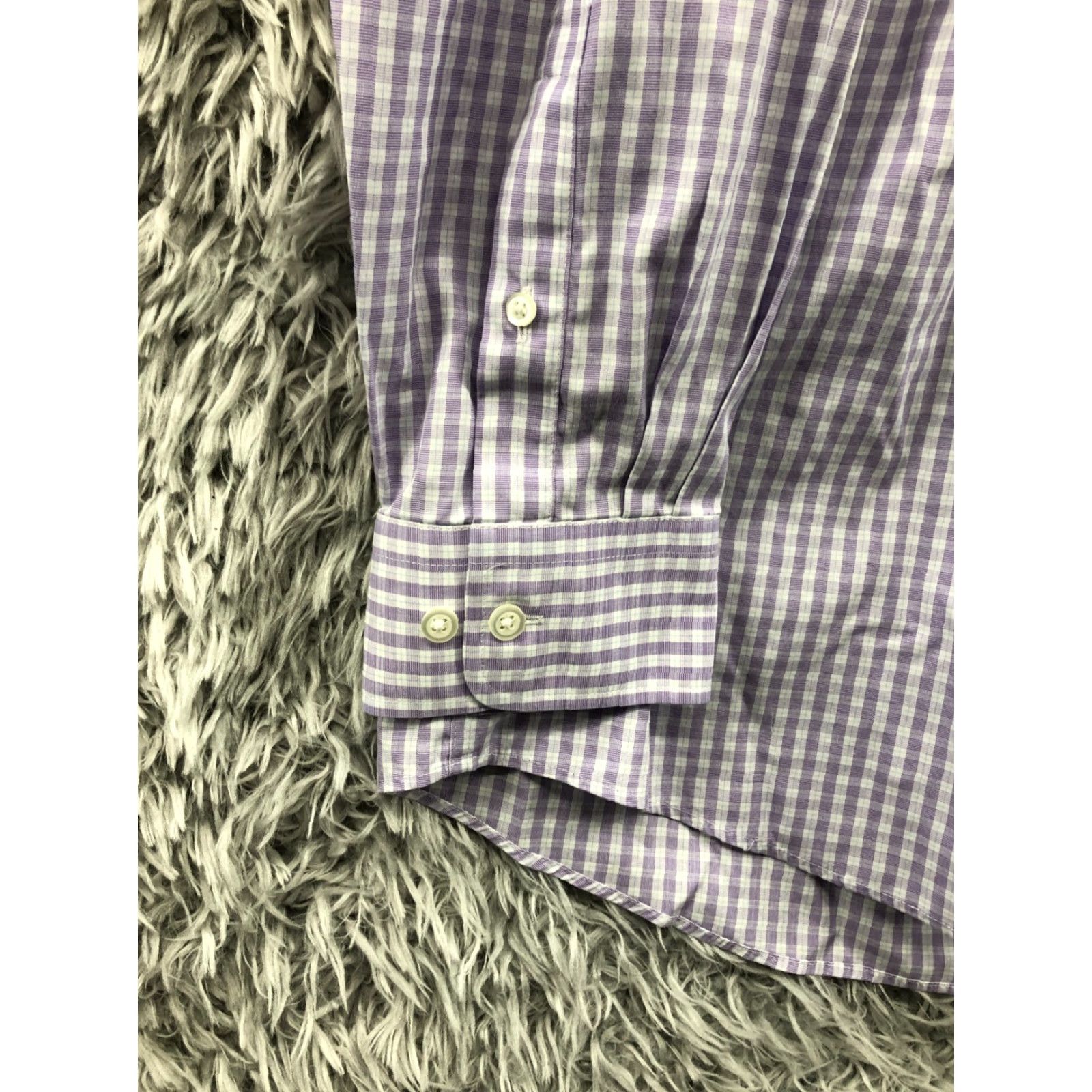 Joseph Abboud Joseph Abboud Shirt Mens Size 17 Purple Plaid Button-Up Knit Slim Regular Long Sleeve Shirt Size US XL / EU 56 / 4 - 2 Thumbnail