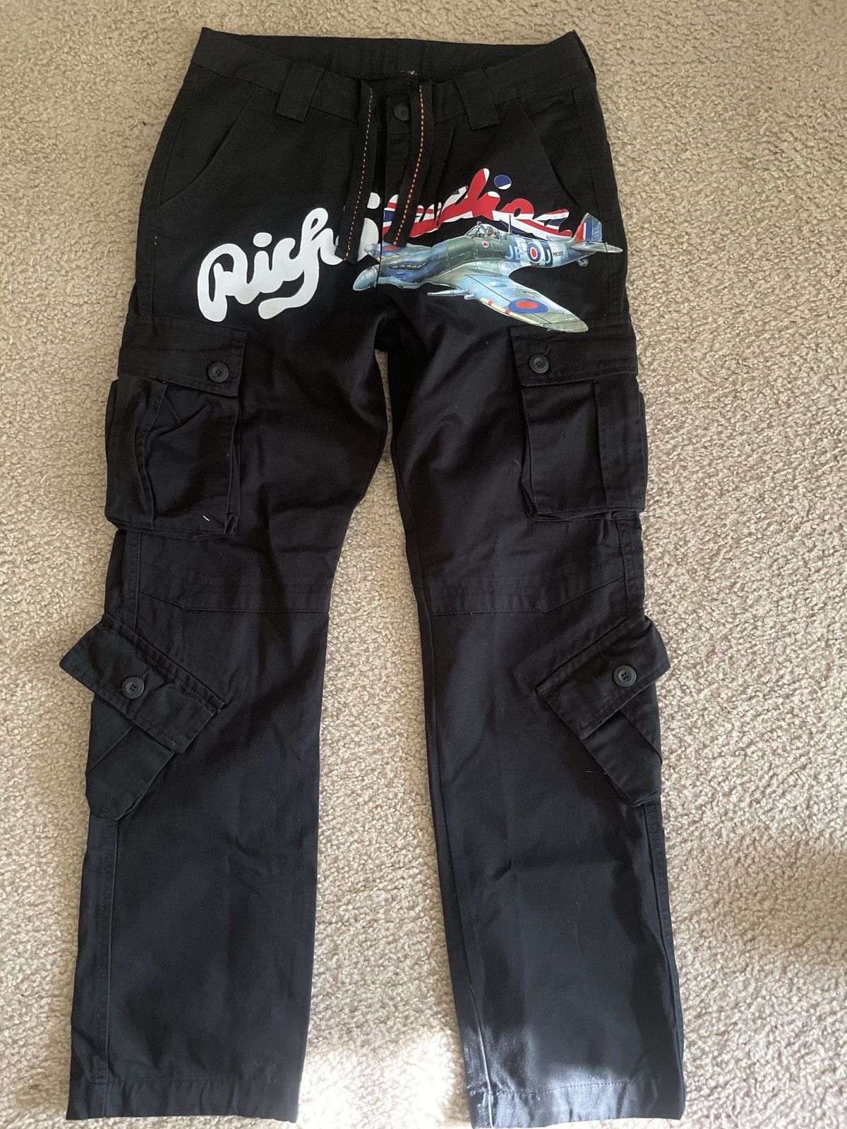 image of Rich Studios Cargo Pants in Black, Men's (Size 32)