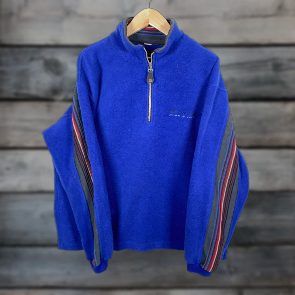 Vintage VINTAGE Fire + Ice Jacket XL Blue 1/4 Zip Fleece Pullover Striped Sleeves Italy Made Men Size XL Short Length Size US XL / EU 56 / 4 - 1 Thumbnail