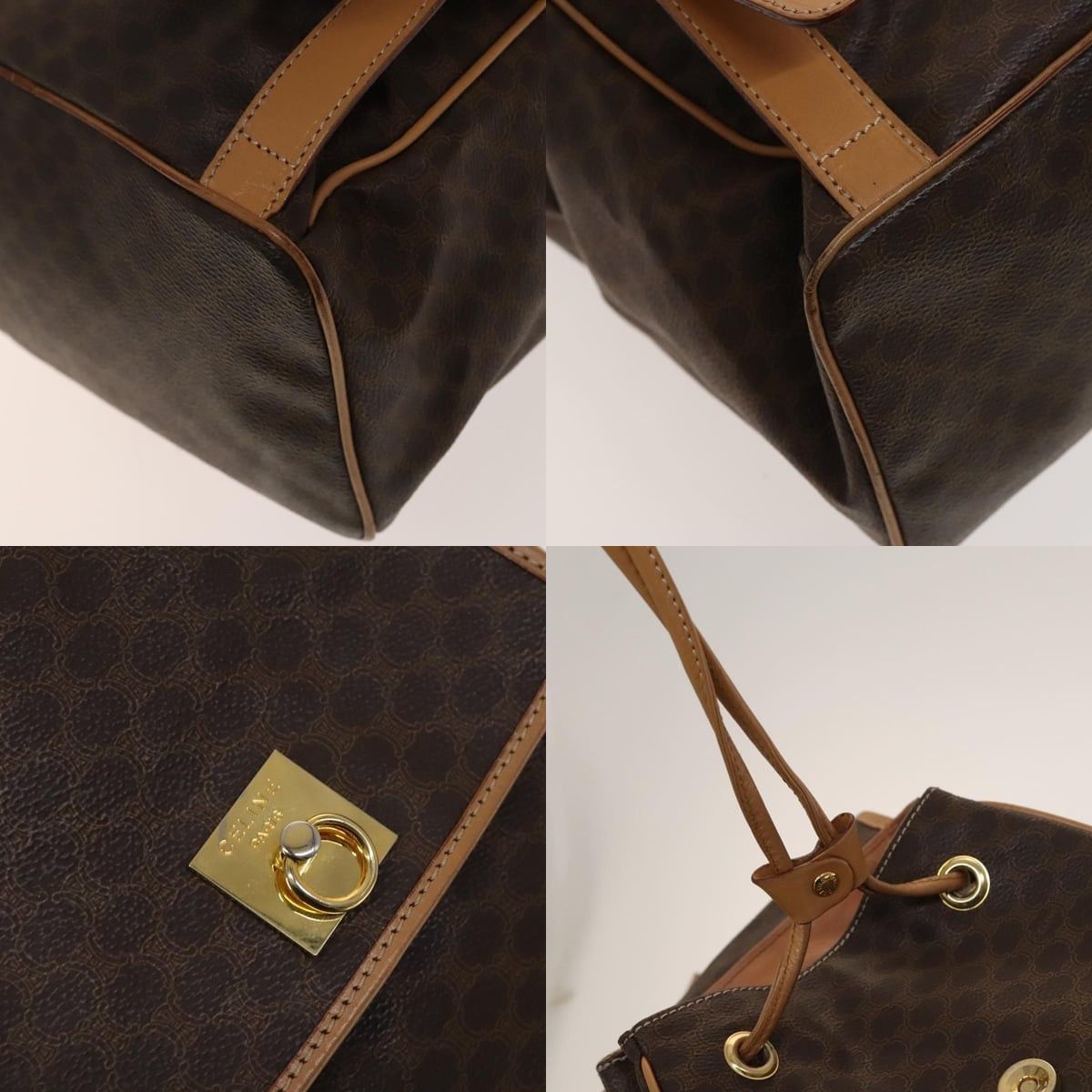Celine CELINE Macadam Canvas Backpack Pvc Leather Brown Gold Size ONE SIZE - 10 Thumbnail