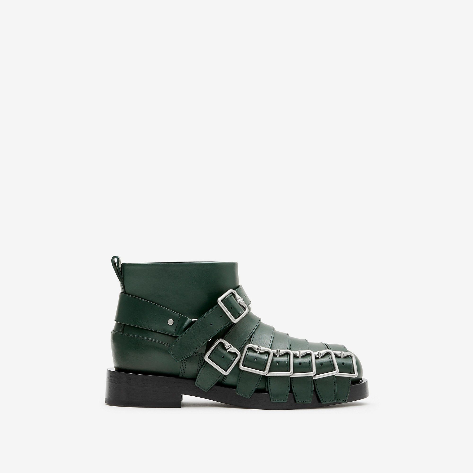 o1w1db10125 Leather Strap Boots in Green