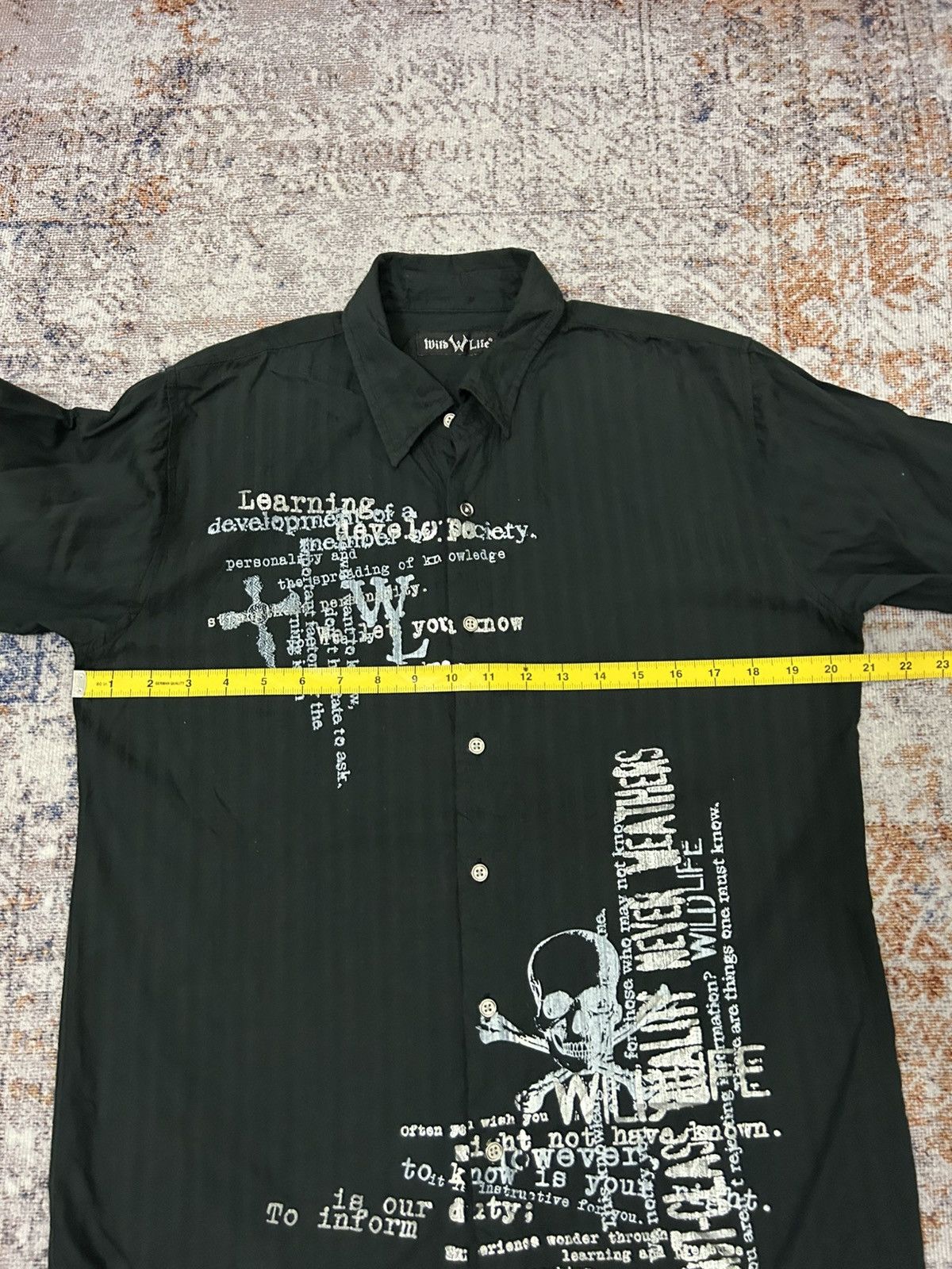 If Six Was Nine Wild Life Poem Cross Skull Long Button Shirt Size US L / EU 52-54 / 3 - 9 Thumbnail