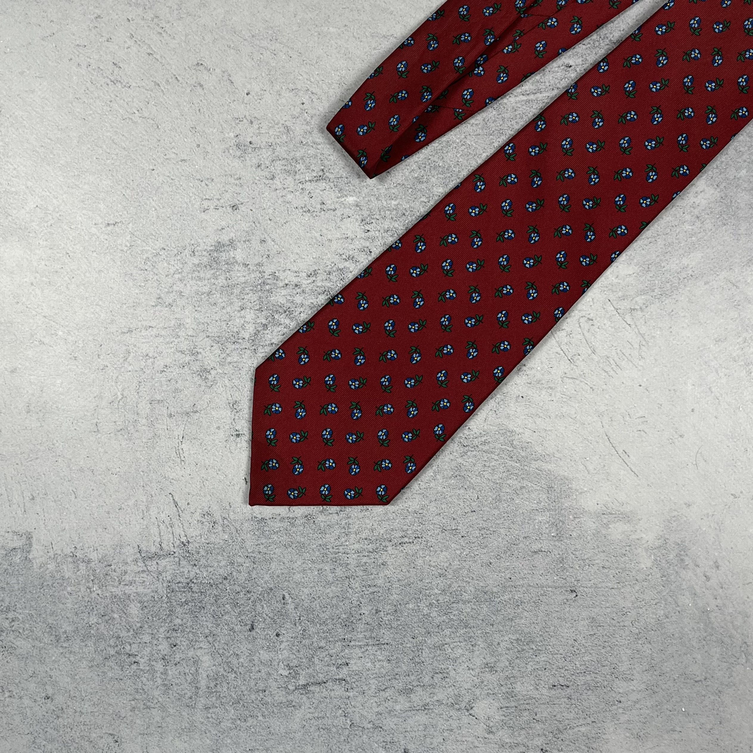Burberry Burberry London Hand Made Silk Floral Pattern Tie Size ONE SIZE - 2 Thumbnail