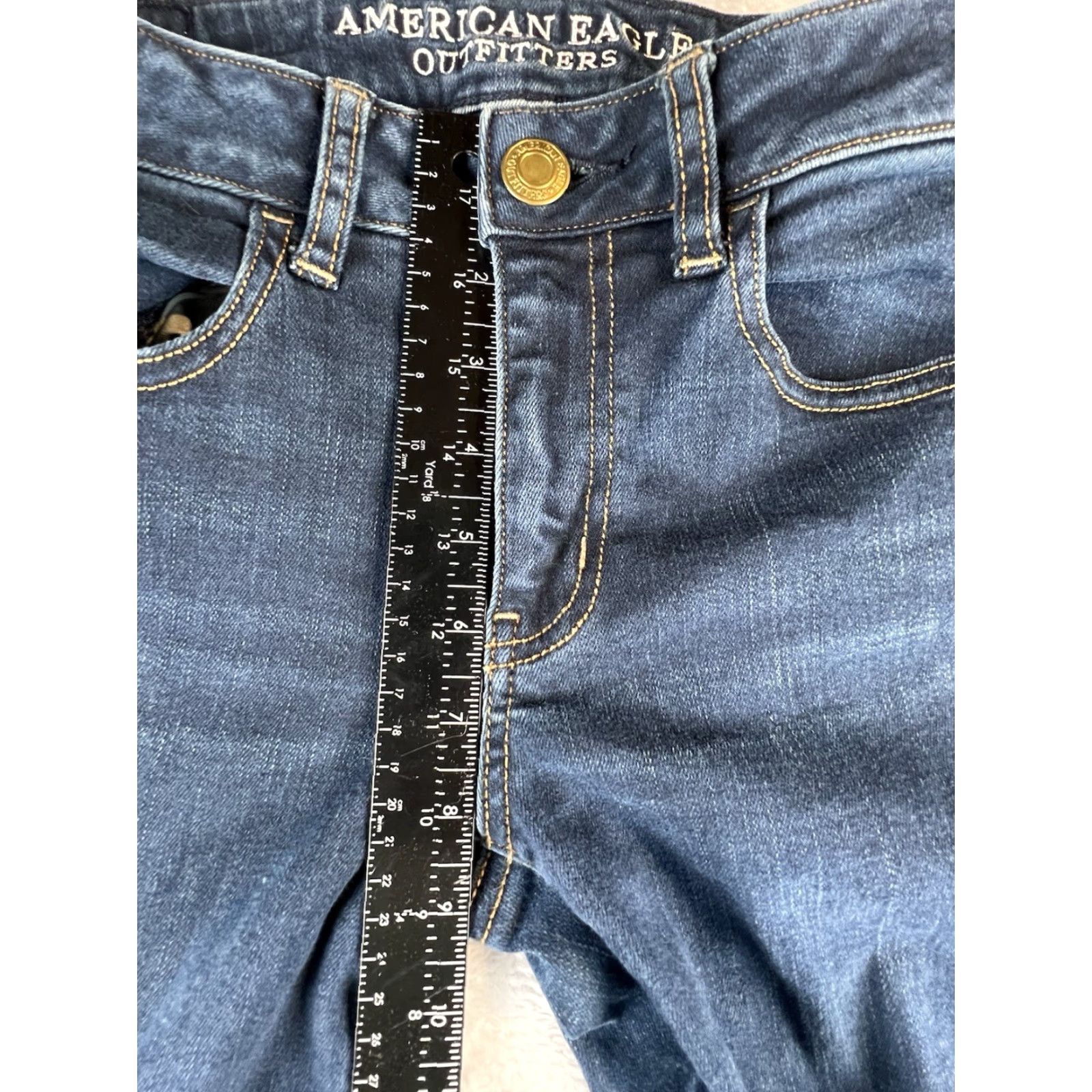 American Eagle Outfitters American Eagle Outfitters Jegging Jeans Distressed Blue Super Stretch Womens Size 4 28x28 Size 28" / US 6 / IT 42 - 4 Thumbnail