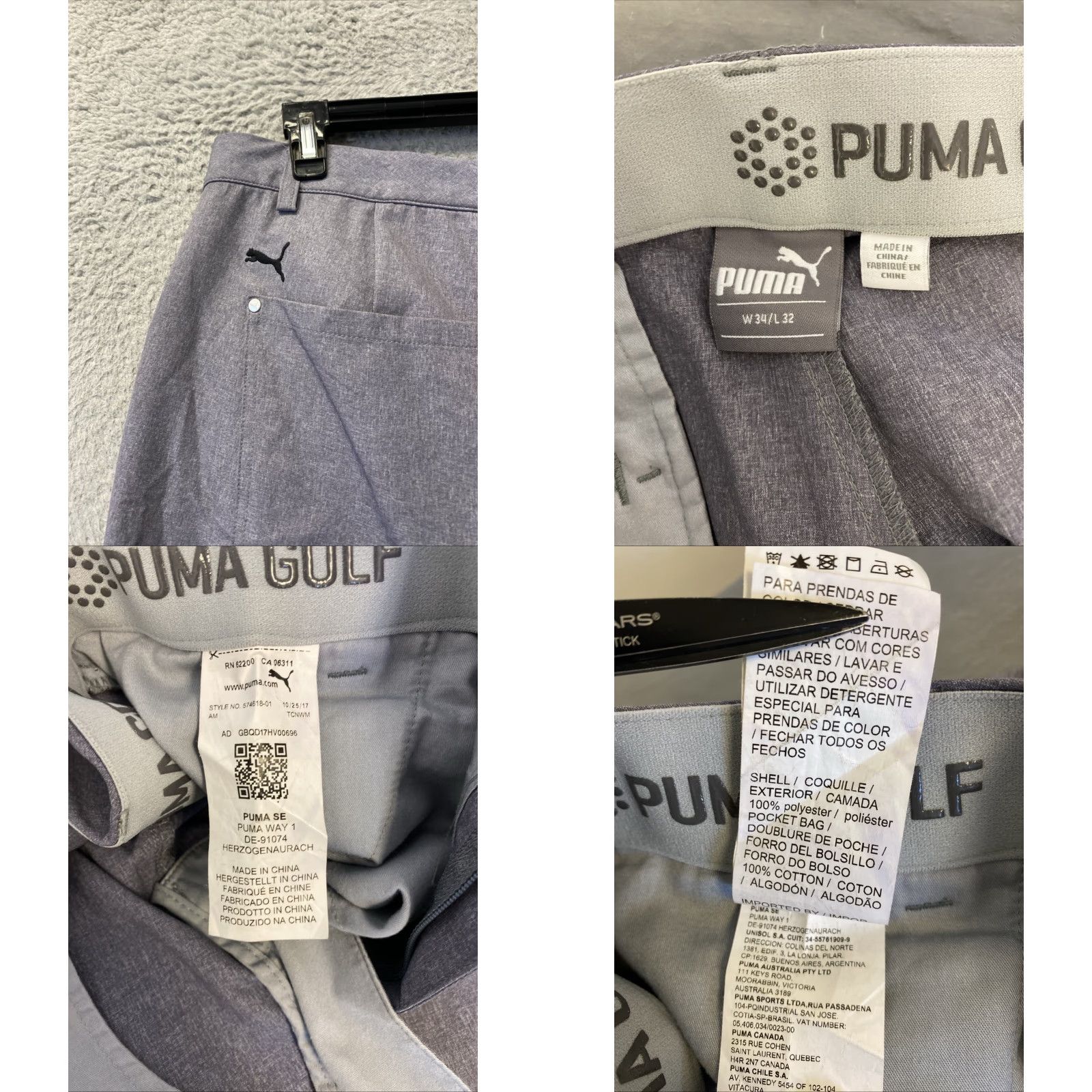 Puma Puma Tailored Golf Pants Tapered Leg Stretch Waist 34x32 Gray Mens Pants 100% Polyester Casual Stretch Day on Course Size US 34 / EU 50 - 8 Thumbnail