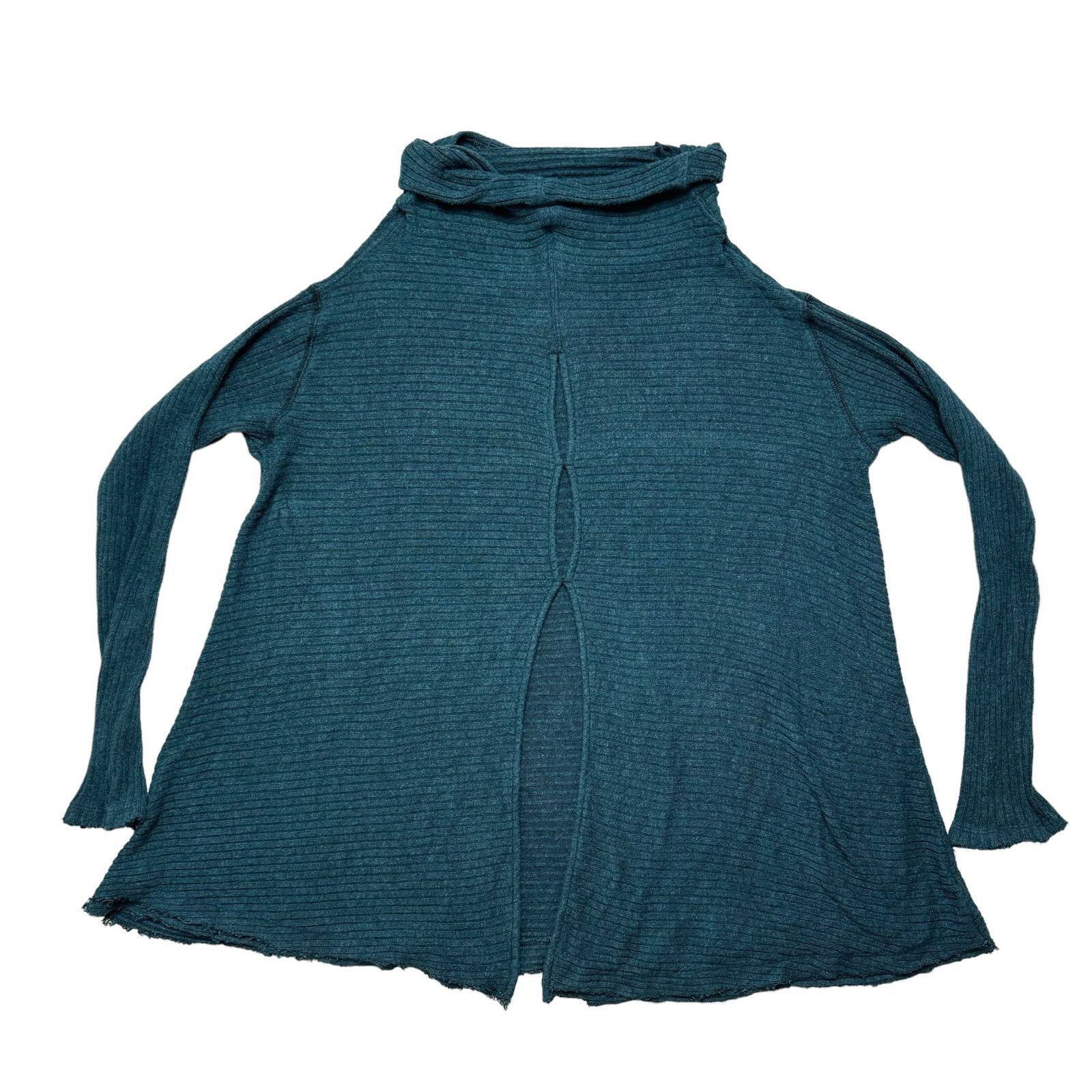 Free People WE THE FREE People Lover Rib Teal Blue Split Long Top XS Size XS / US 0-2 / IT 36-38 - 5 Thumbnail