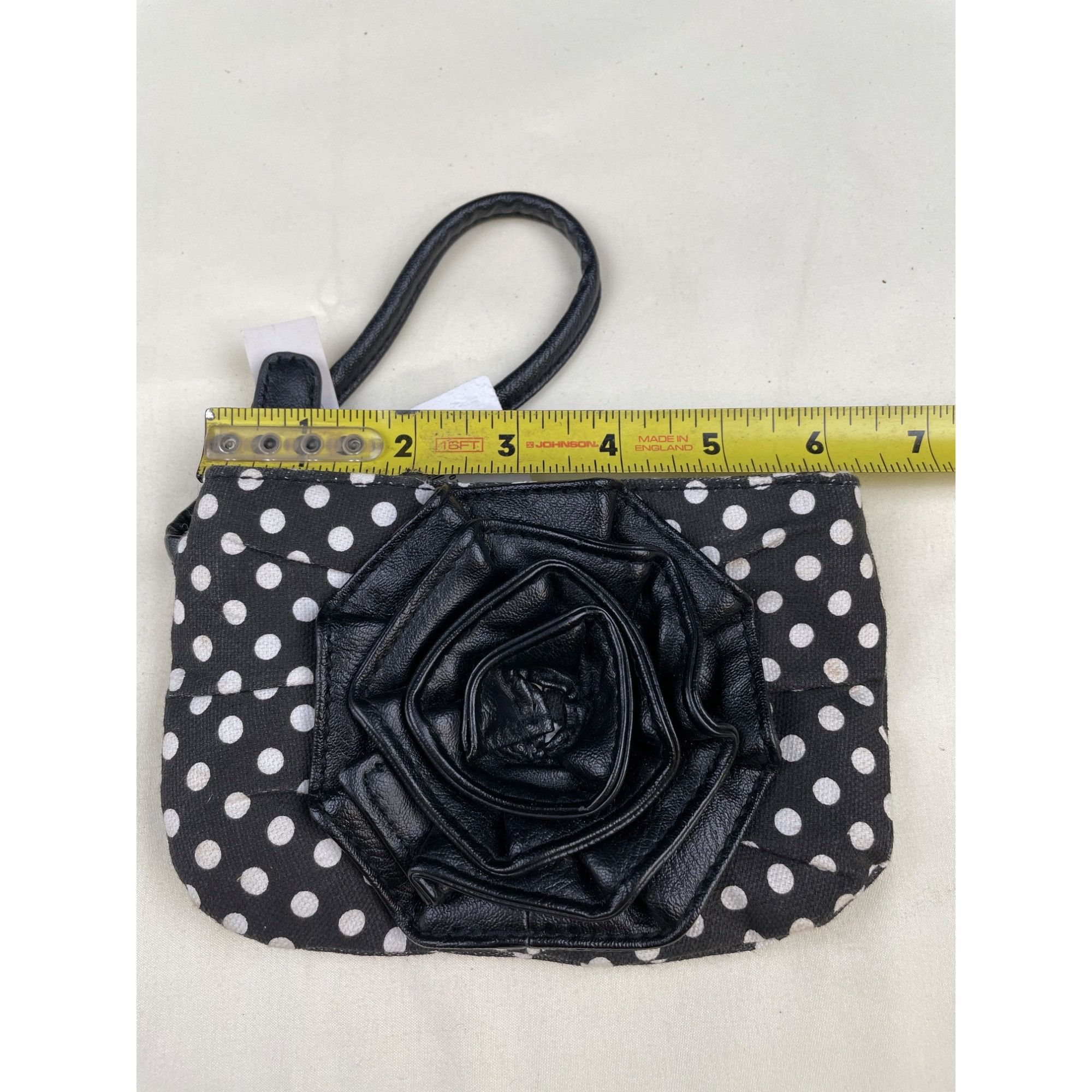 Other Minicci Women's Black & White Polka Dot Clutch with rose/Bag Size ONE SIZE - 5 Thumbnail