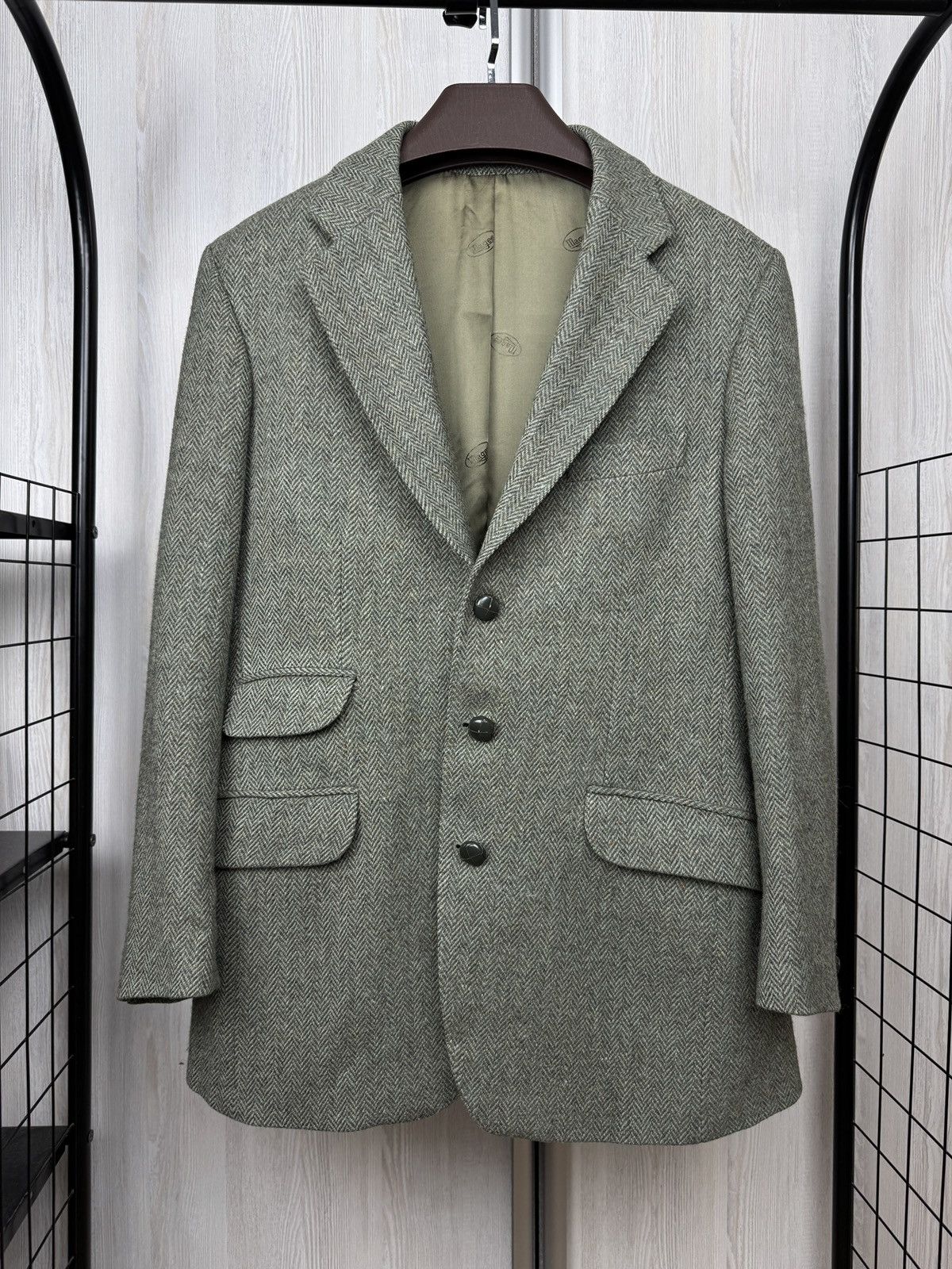 Magee Magee Donegal Tweed herringbone grey trim sport coat blazer Size 38R - 3 Thumbnail