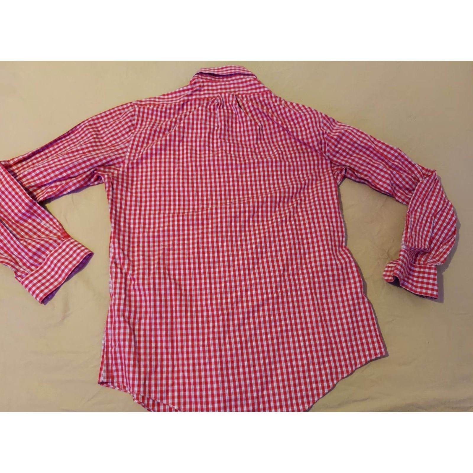Brooks Brothers Mens Brooks Brothers Dress Shirt M Medium Red Button Cotton Size 40R - 6 Thumbnail