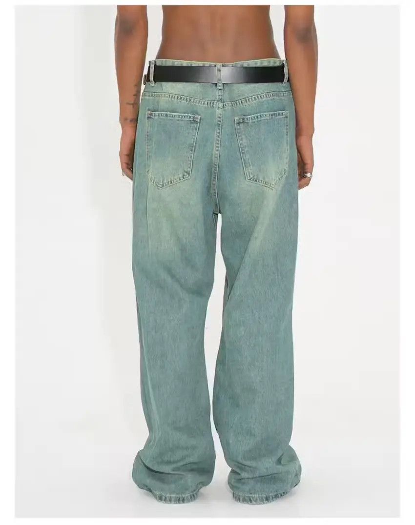 Designer × Japanese Brand Washed green faded loose y2k baggy jeans Size US 34 / EU 50 - 3 Thumbnail