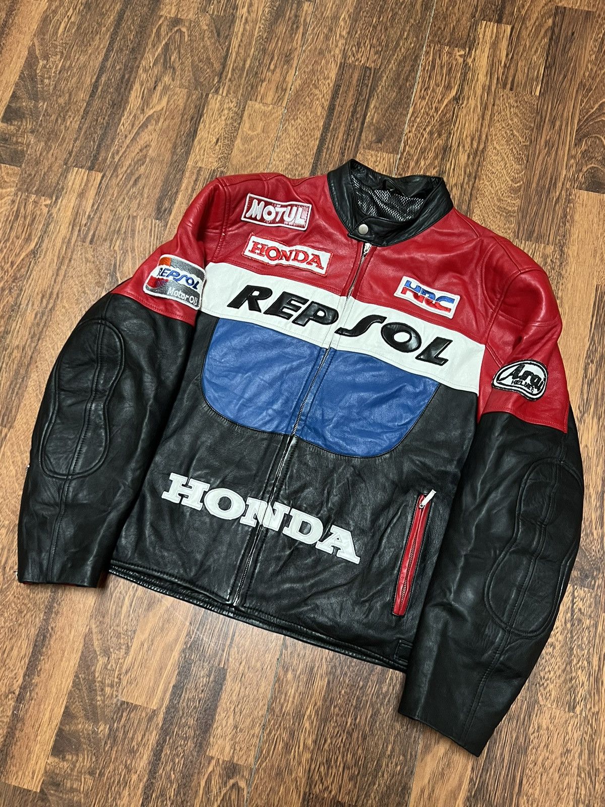 Honda 💥RARE💥Vintage Honda Repsol Leather Moto Racing Jacket Size L Size US L / EU 52-54 / 3 - 3 Thumbnail