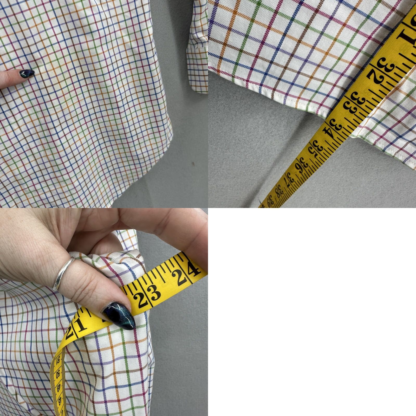 Peter Millar Peter Millar Shirt Mens Medium Windowpane Check Button Front Long White Size US M / EU 48-50 / 2 - 9 Thumbnail