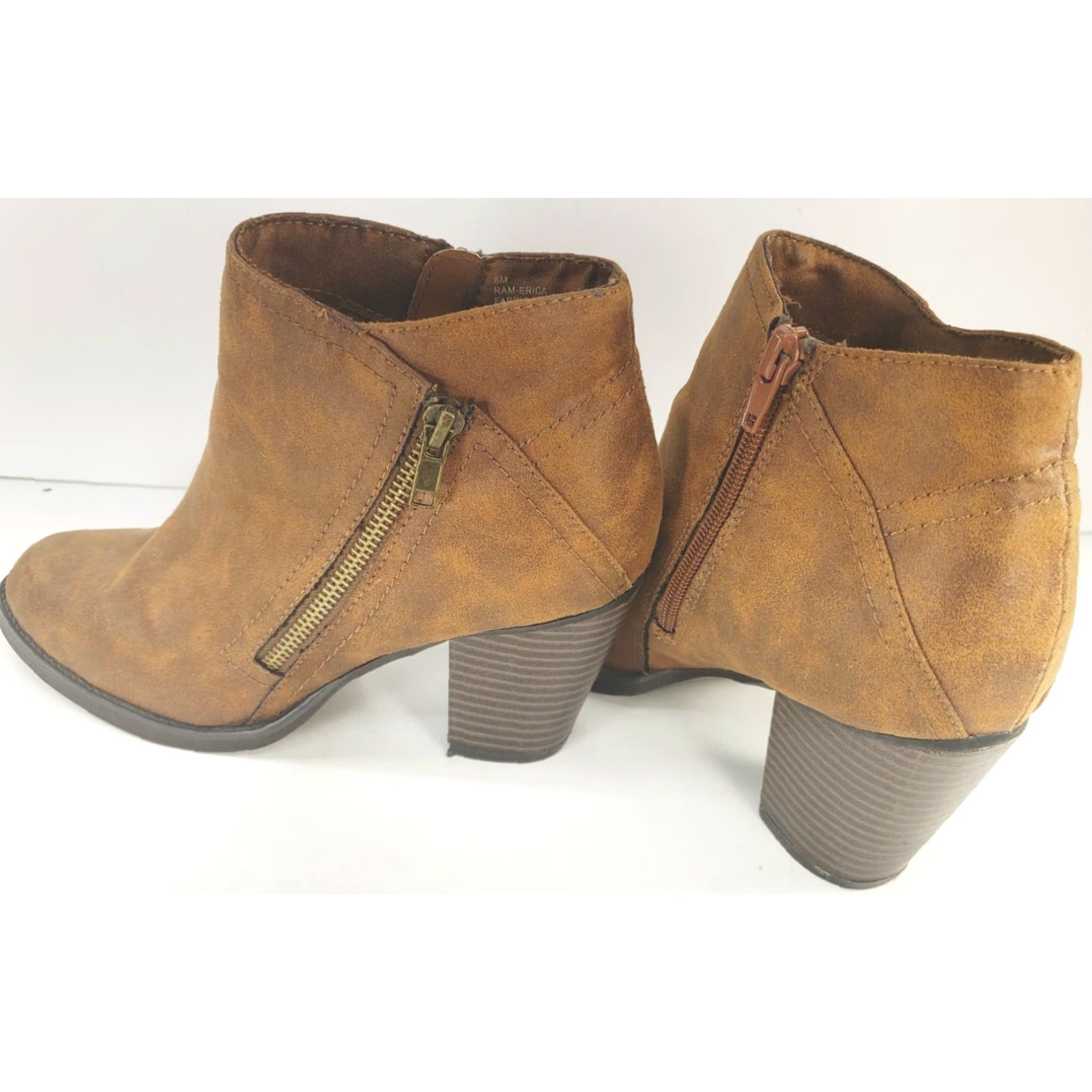 Vintage RAMPAGE Erica Cognac Brown Side Zip Booties Boots Women’s Size 8M Size US 8 / IT 38 - 5 Thumbnail