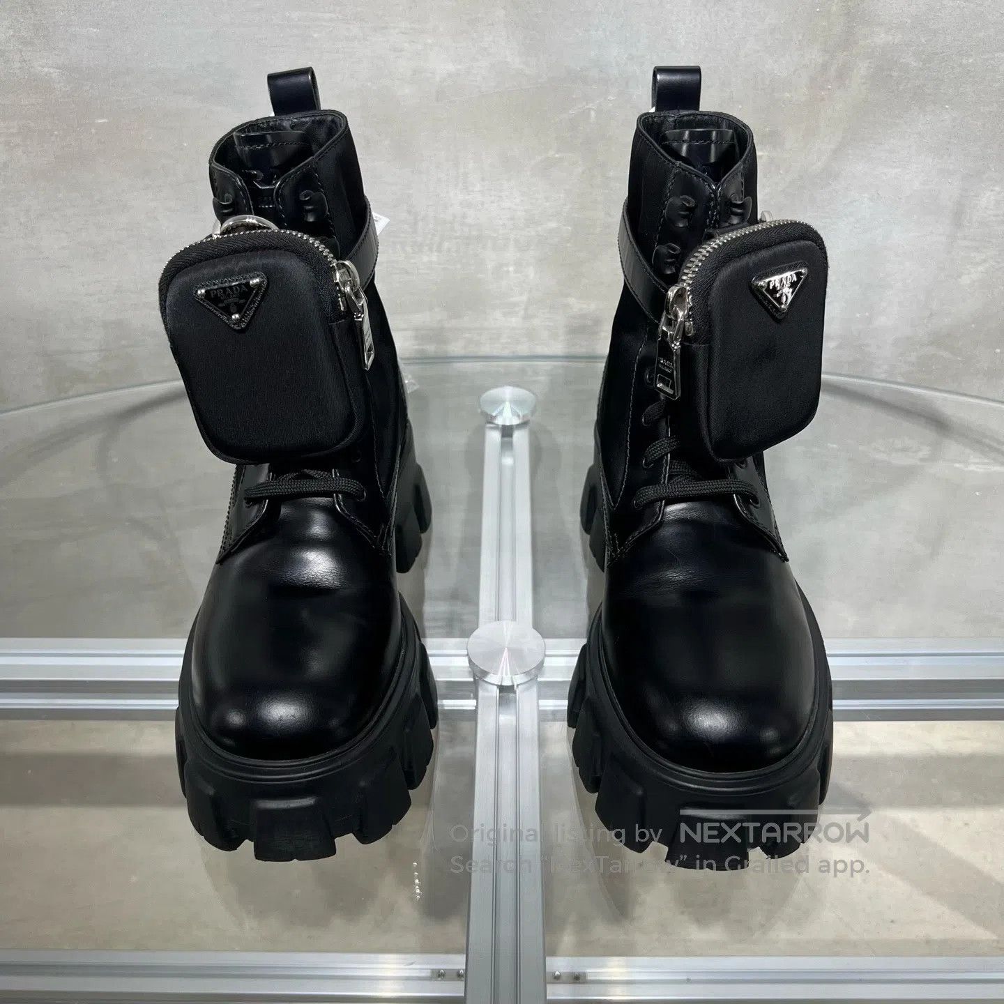 Prada Prada Monolith triangular marker, high-cut thick-soled boo Size US 7.5 / IT 37.5 - 2 Thumbnail