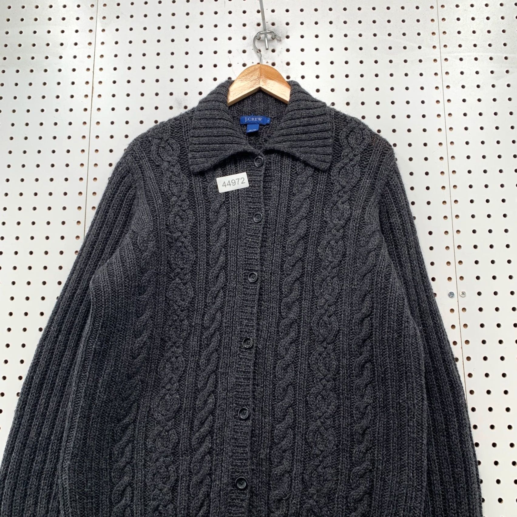 J.Crew VINTAGE J.CREW Cardigan Sweater Womens L Gray 90s Cable Knit Button Wool Cardigan Size L / US 10 / IT 46 - 2 Thumbnail