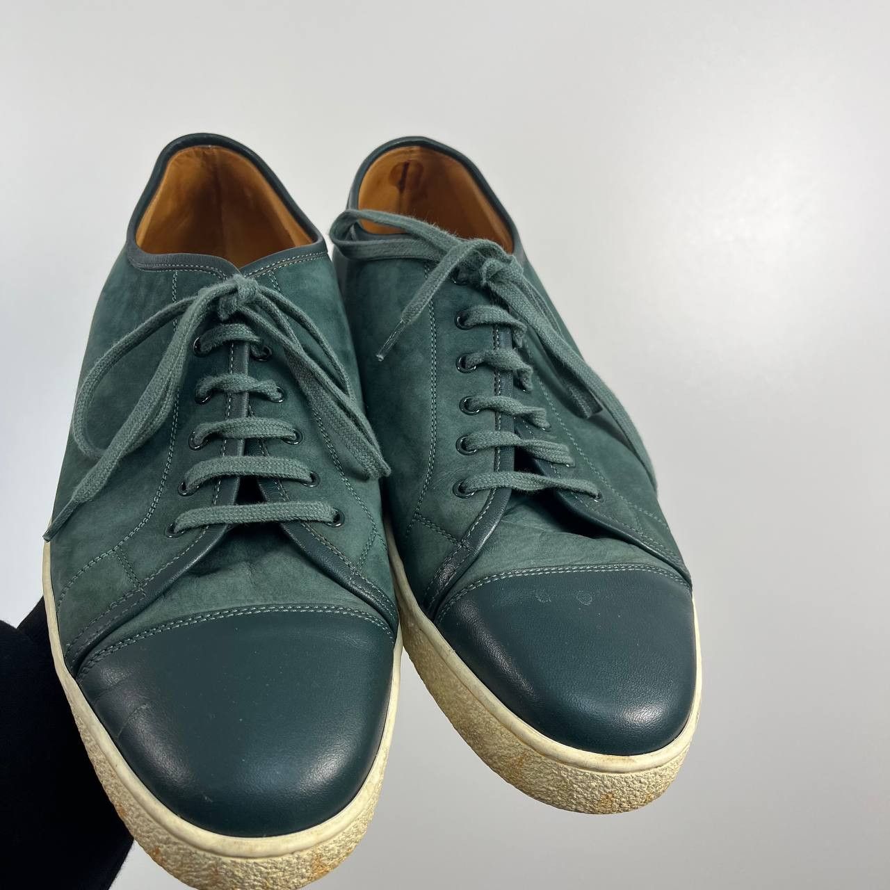 John Lobb John Lobb Green Suede Leather Cap Toe Sneakers Mens Size 9.5 Size US 9.5 / EU 42-43 - 5 Thumbnail