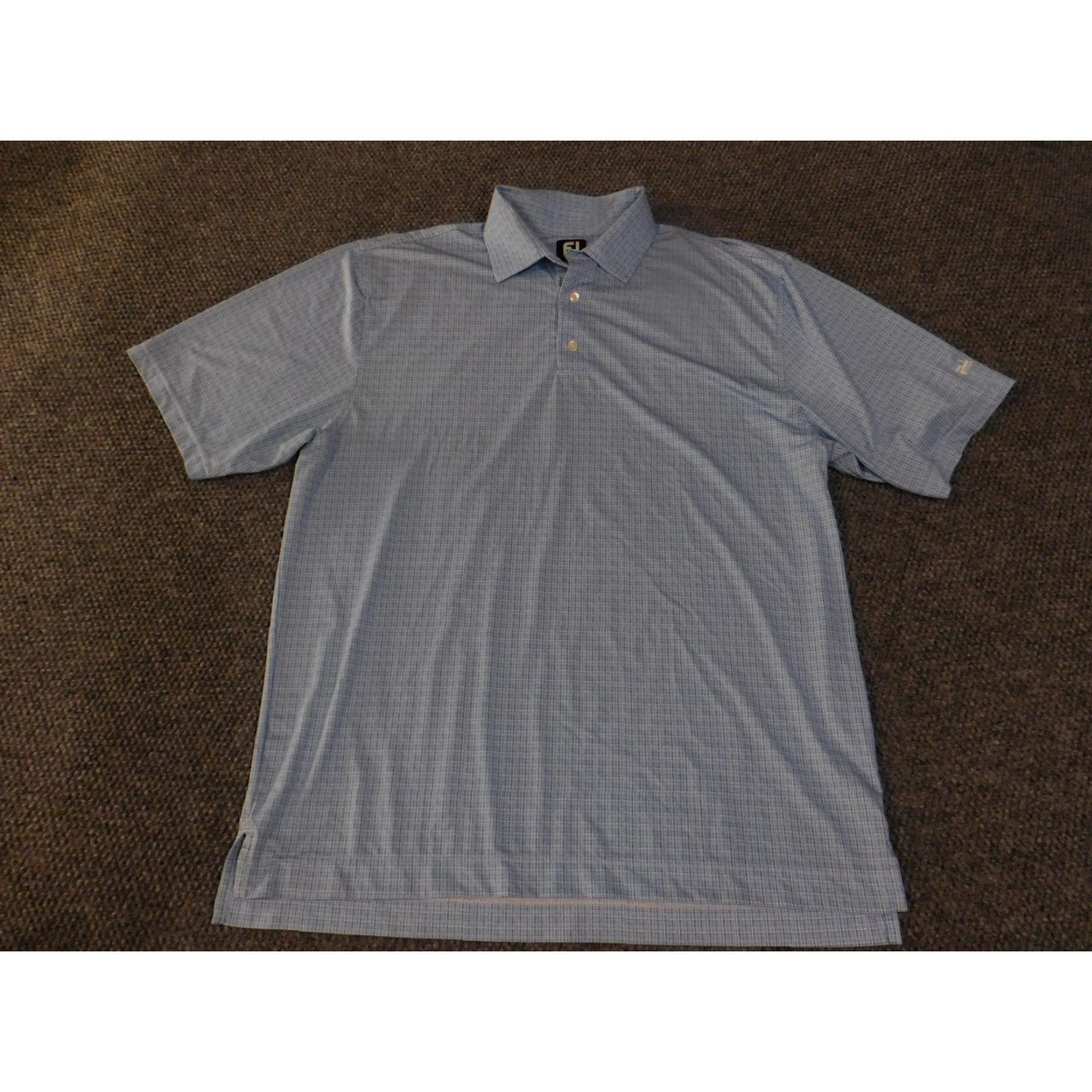 Footjoy FootJoy Polo Shirt Mens XL Blue Grid Check Golf Performance Lightweight Short Sleeve Breathable Moisture Wicking Collar FJ Logo Size US XL / EU 56 / 4 - 2 Thumbnail