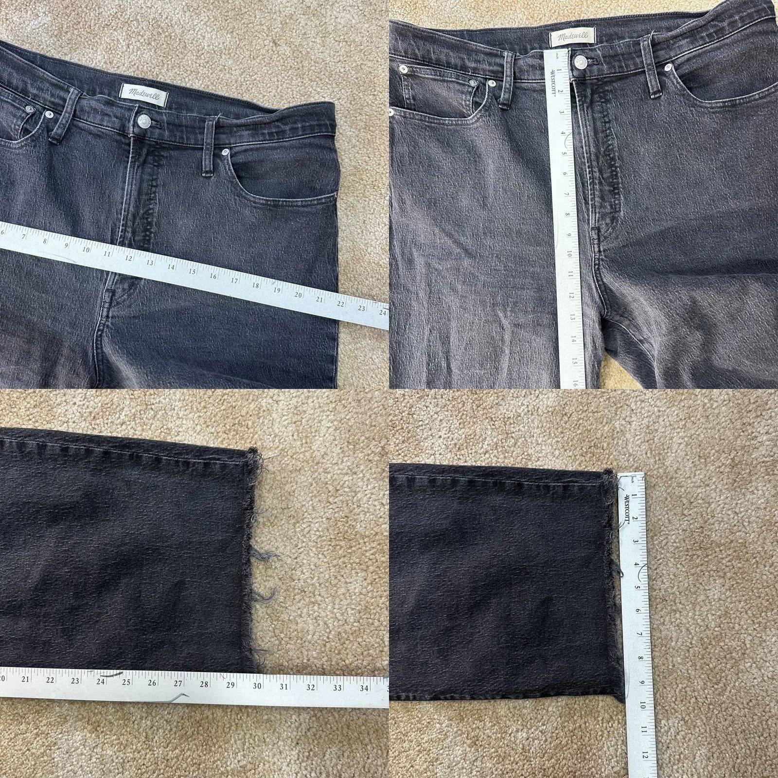 Madewell Madewell Jeans Womens 33T Black Wide-Leg Denim 5-Pocket High Rise Inseam 29 Inseam 29" Regular 36W 29L N/A Size 24" / US 00 / IT 34 - 9 Thumbnail
